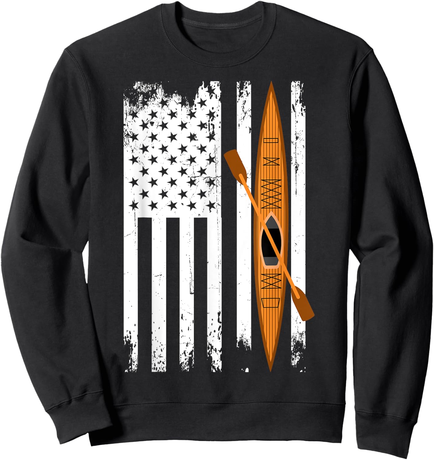 Kayak US Flag Kayaking Outdoor Adventurer Athletic Kayaker Sweatshirt - Sweatshirt | Black