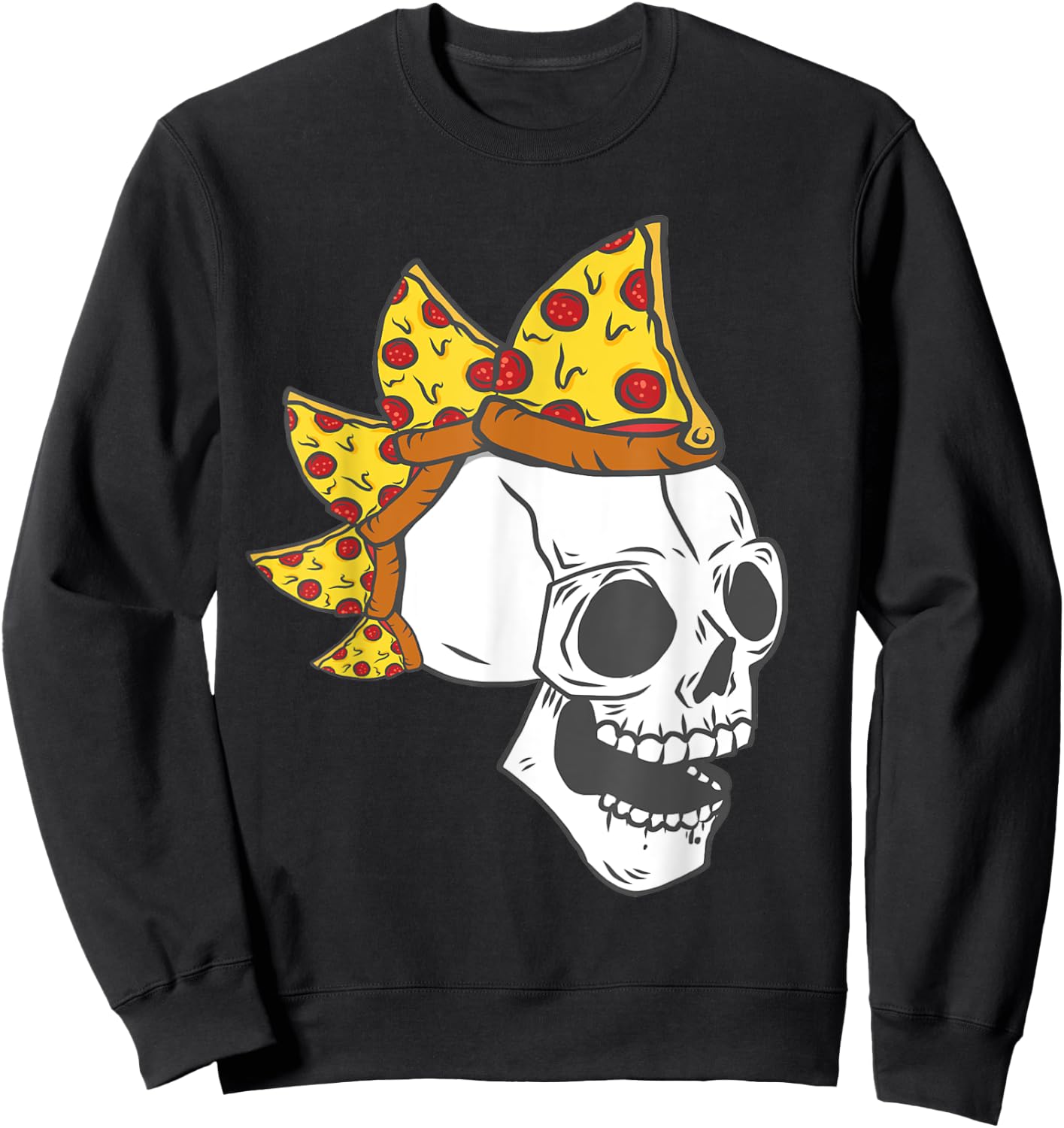 Pizza Mohawk Hair Rocker Skull Halloween Kids Costumes Gifts Sweatshirt - Sweatshirt | Black