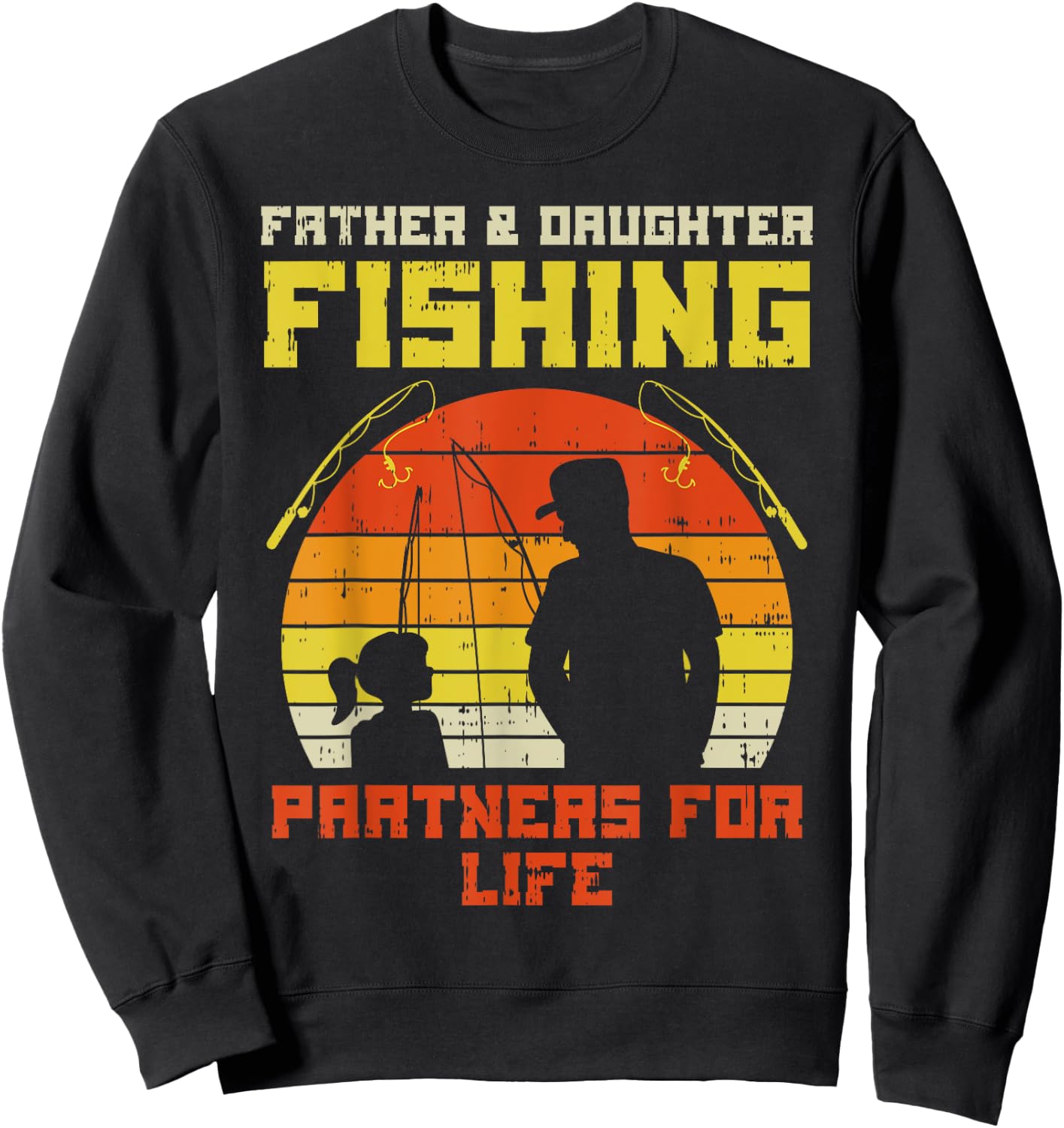 Father Daughter Fishing Partner For Life Retro Matching Gift Sweatshirt - Sweatshirt | Black