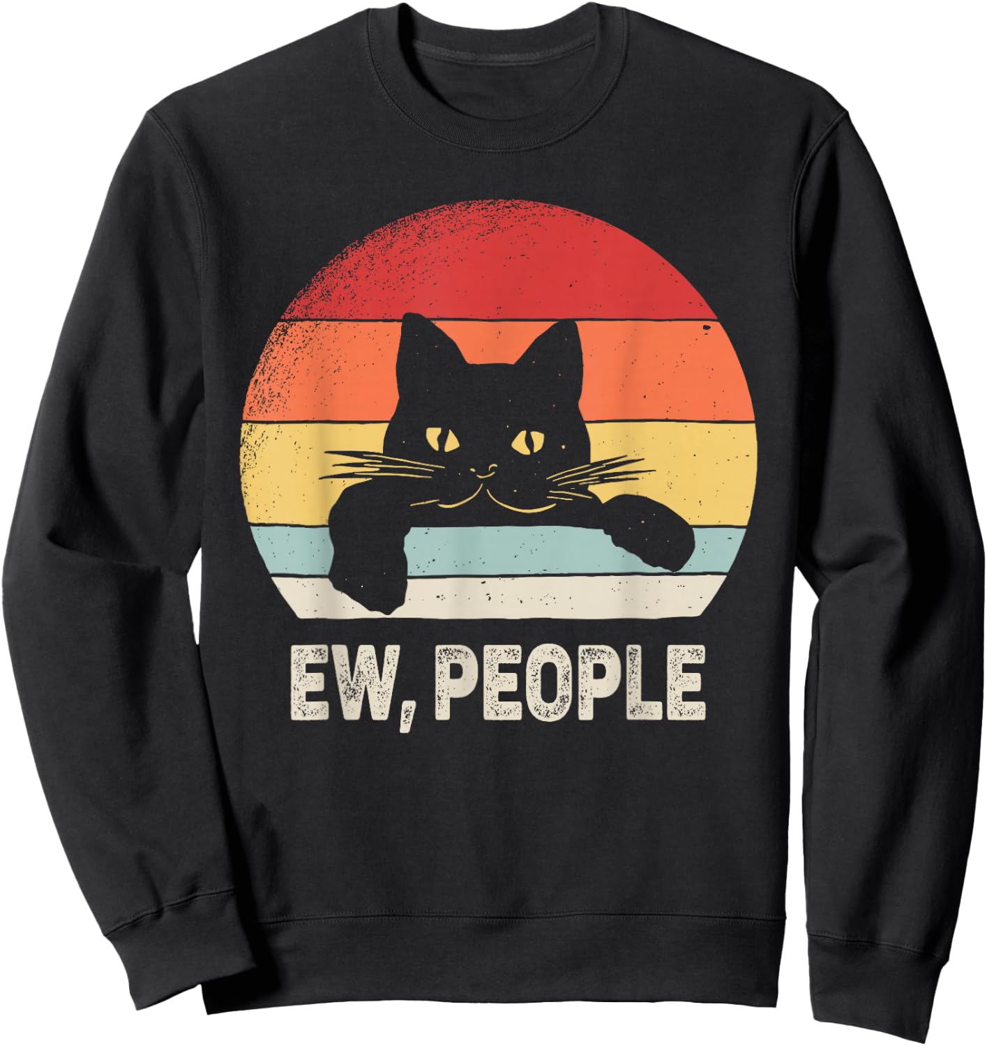 Vintage Retro Ew, People Black Cat Sweatshirt - Sweatshirt | Black
