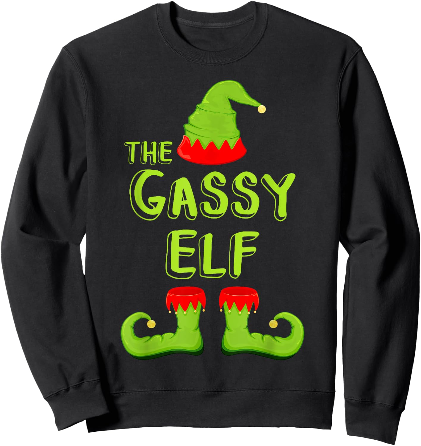 The Gassy Elf Matching Christmas Elf Shirt Sweatshirt - Sweatshirt | Black