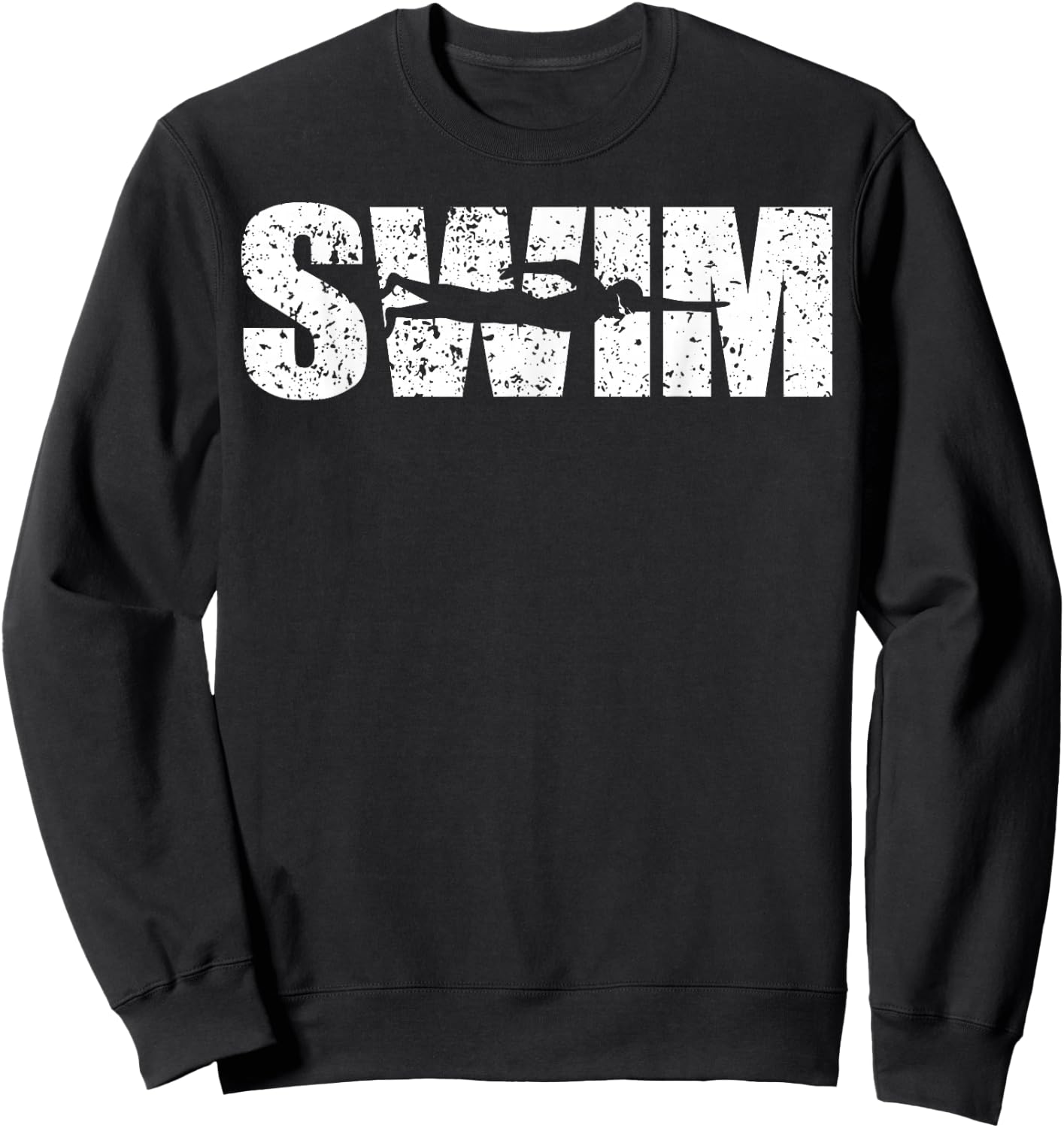 Distressed Look Swimming Gift Swimmers Sweatshirt - Sweatshirt | Black