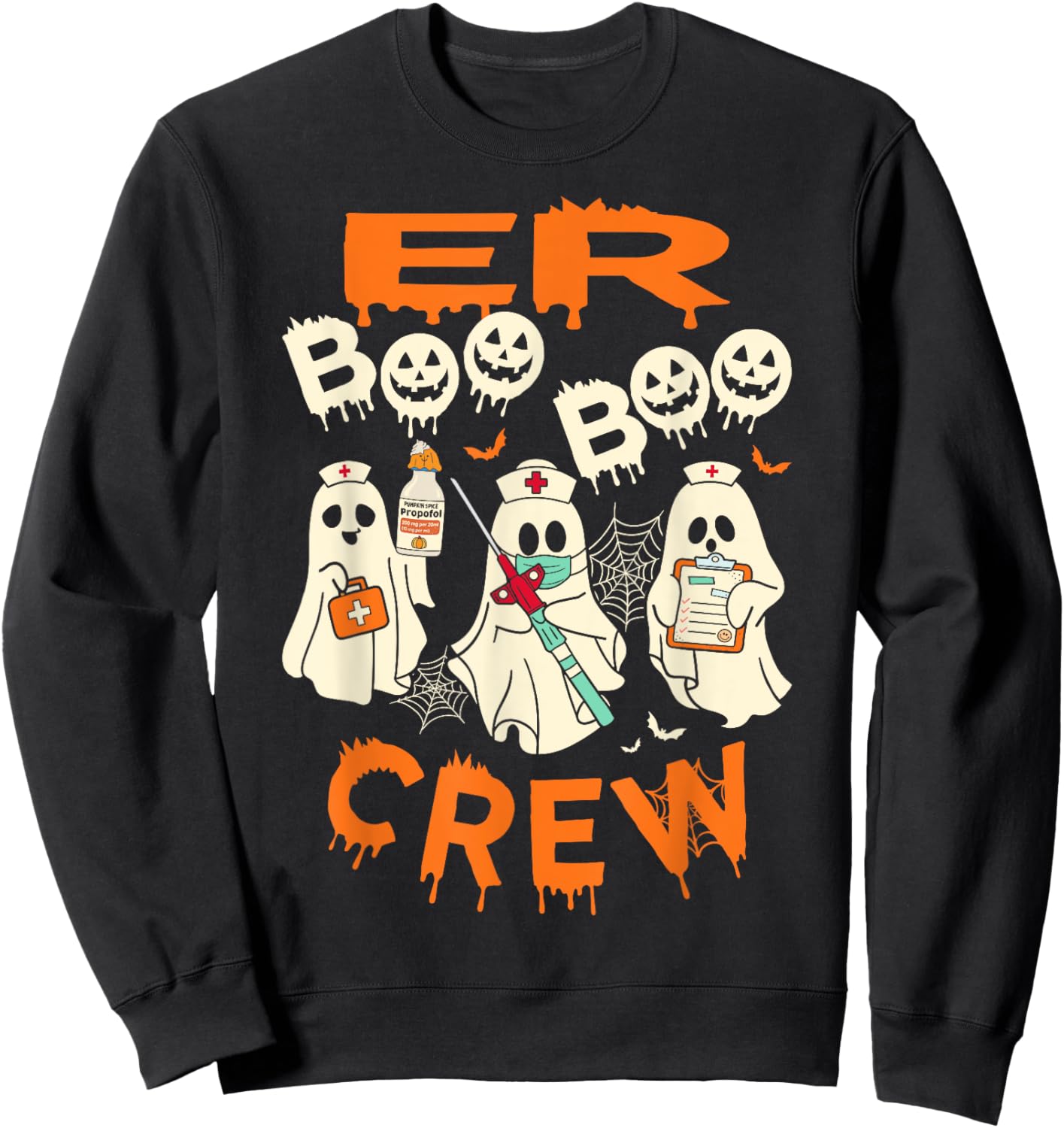 Cute Emergency Department Funny ER Nurse Halloween Sweatshirt - Sweatshirt | Black