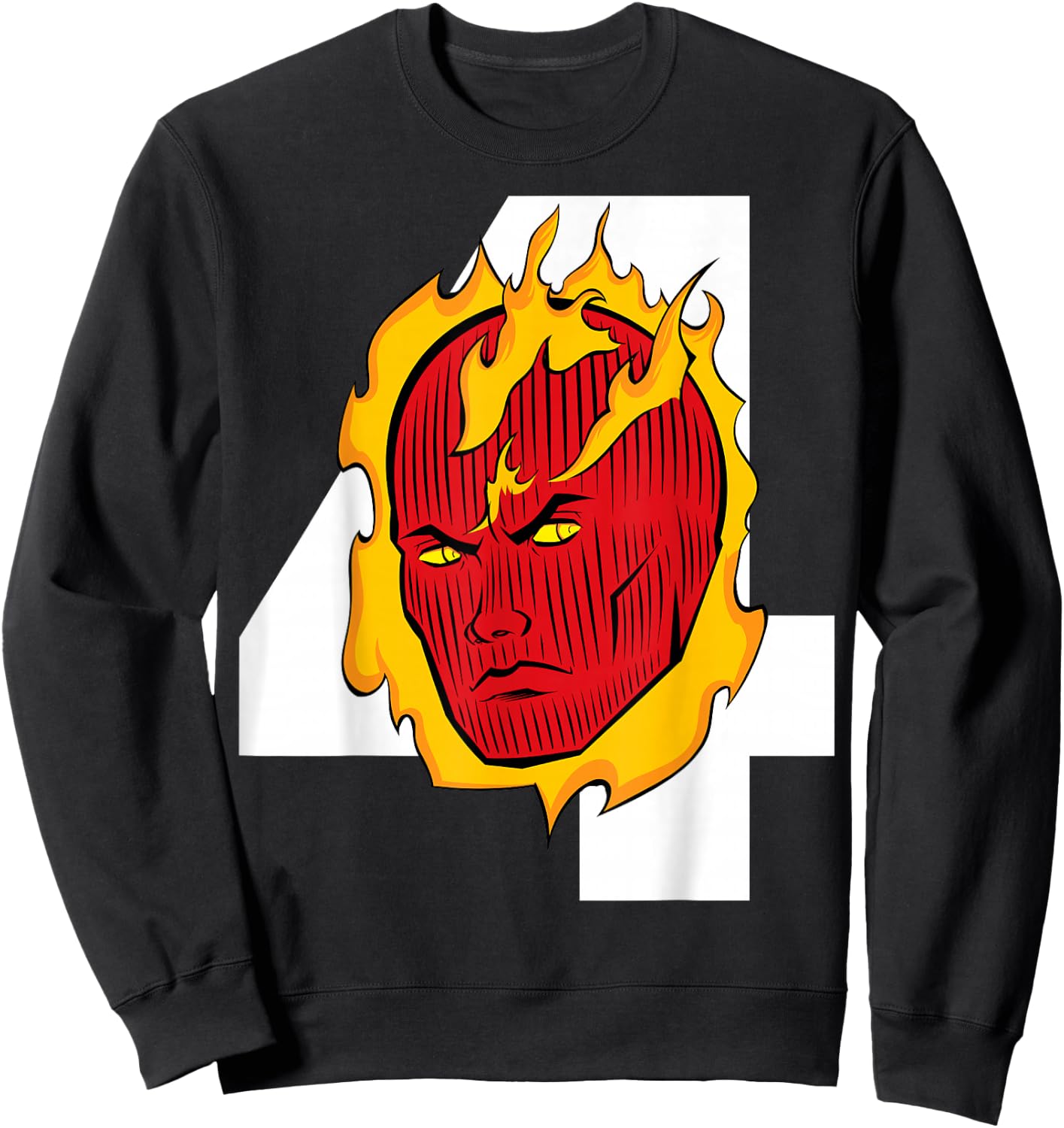 Marvel Fantastic Four Human Torch Big Face 4 Logo Sweatshirt - Sweatshirt | Black
