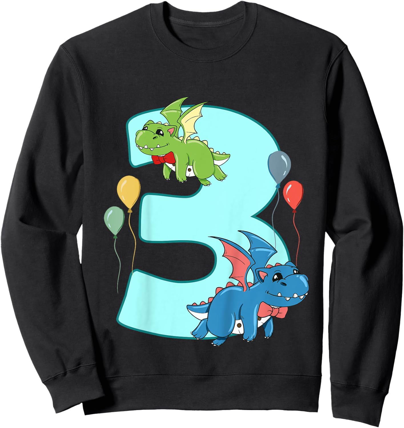 Kids 3th Birthday Party Funny Kids Boys 3 Years Old Dragon Lover Sweatshirt - Sweatshirt | Black