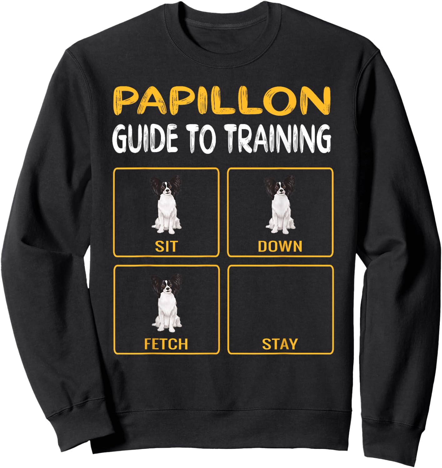 Funny Papillon Guide To Training Dog Obedience Trainer Men Women Sweatshirt - Sweatshirt | Black
