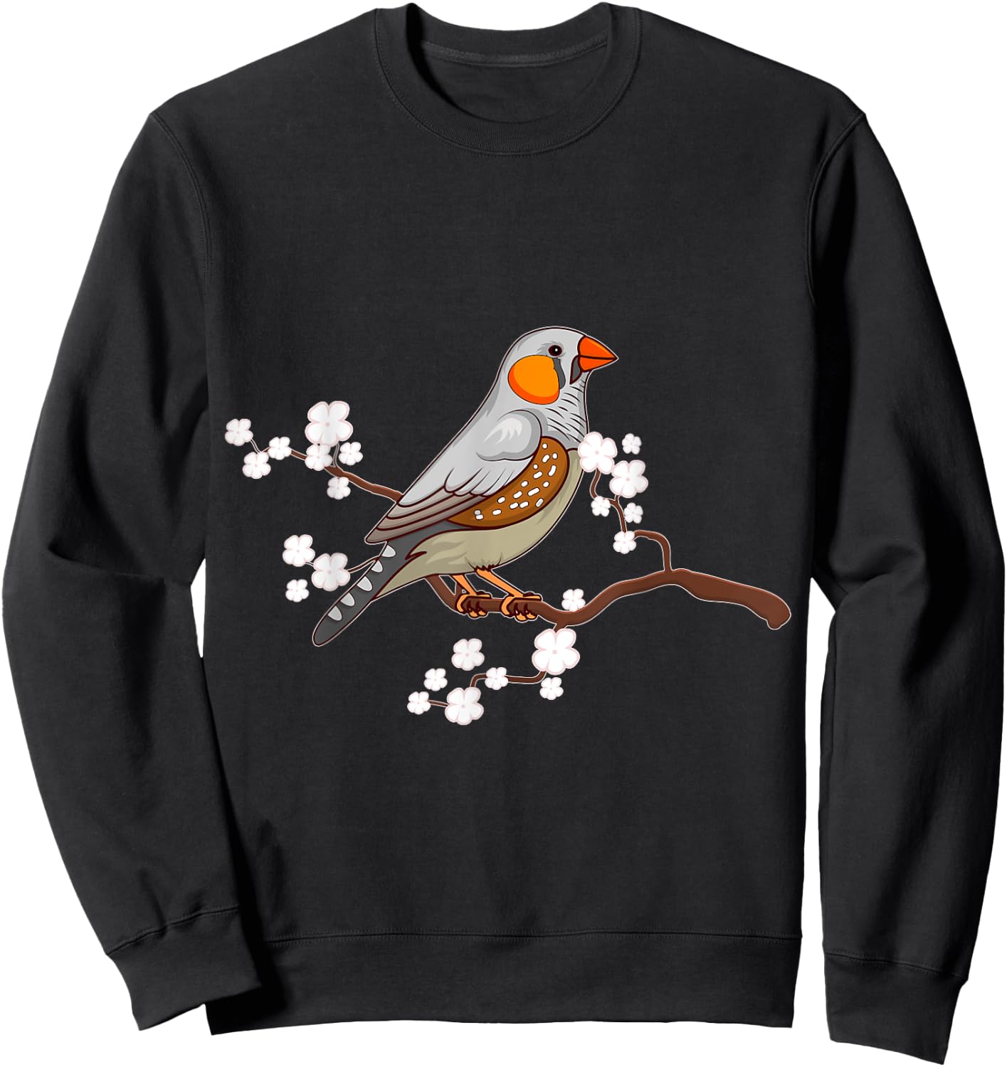 Zebra Finches in Cherry Blossom Japan Design Sweatshirt - Sweatshirt | Black