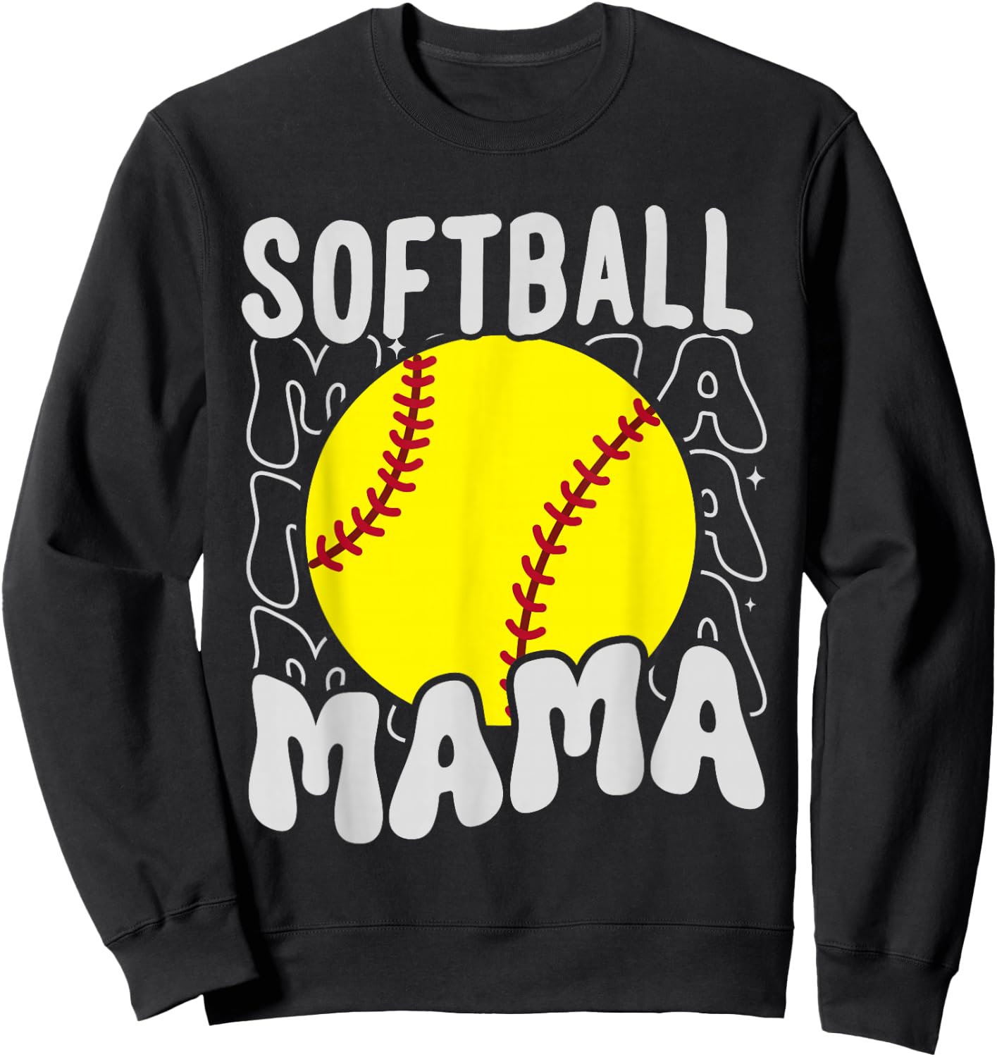 Groovy Softball Mama Softball Daughters Game Mothers Day Sweatshirt - Sweatshirt | Black