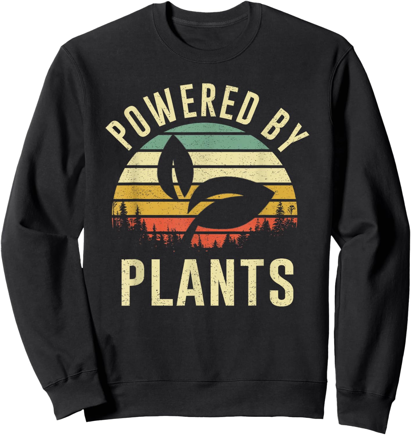 Vintage Powered Plants Vegetarian By Vegan Diet Sweatshirt - Sweatshirt | Black
