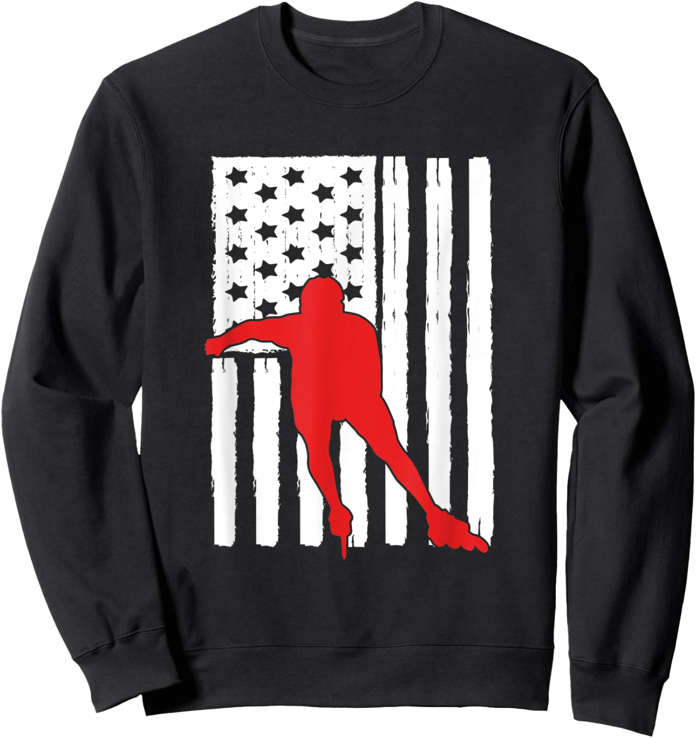 American Flag Inline Speed Skating Lover Theme Design Skater Kids Men Sweatshirt - Sweatshirt | Black