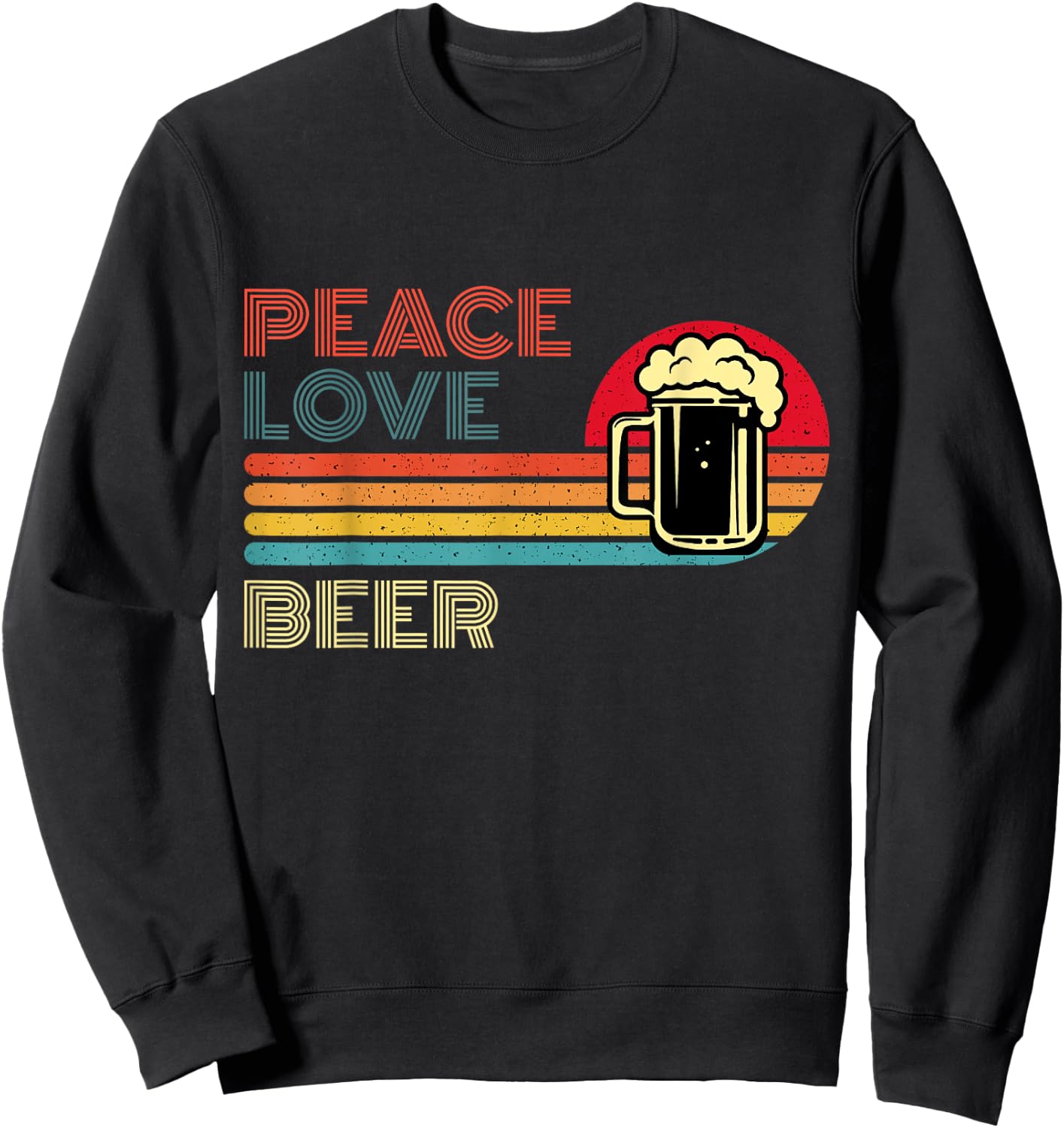 Peace Love Beer - Retro Sunset Bartender Brewers Drinkers Sweatshirt - Sweatshirt | Black