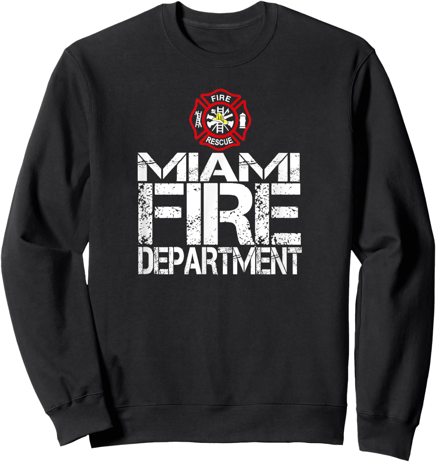 Miami Fire Dept with Florian Cross for Family Kids Adults Sweatshirt - Sweatshirt | Black