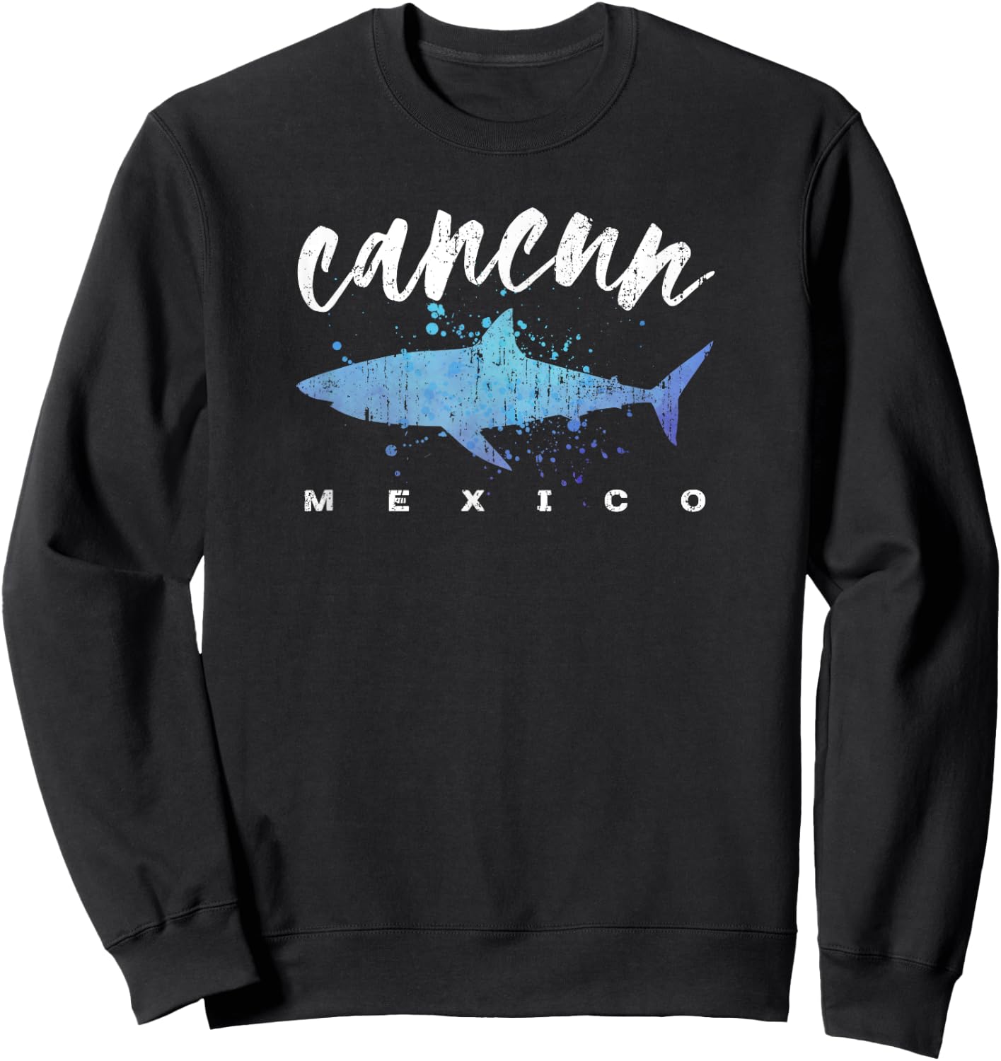 CANCUN MEXICO Shark Scuba Diver Spring Break Vacation Retro Sweatshirt - Sweatshirt | Black