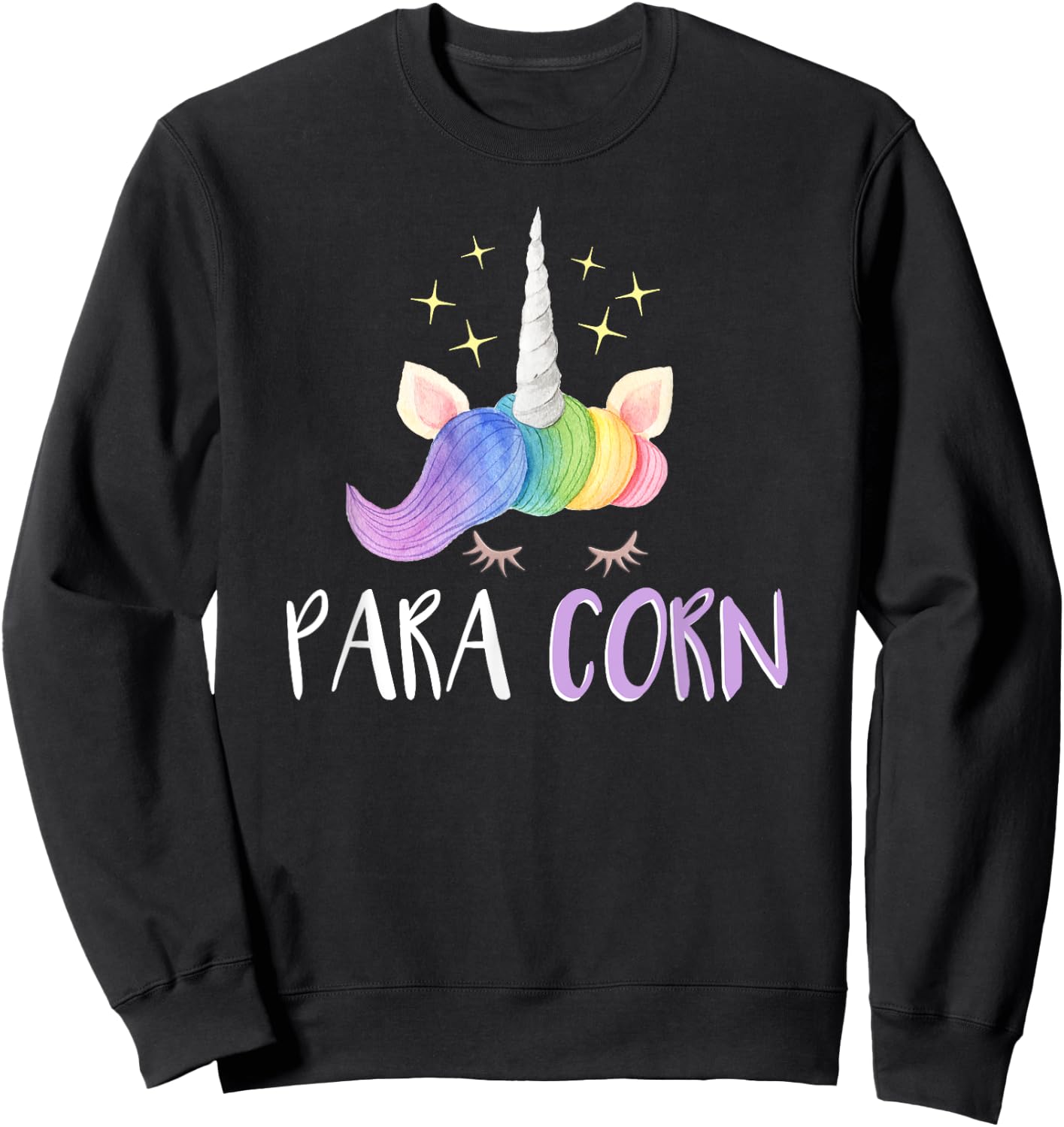 Paracorn Funny Unicorn Paraprofessional Teacher Women Sweatshirt - Sweatshirt | Black