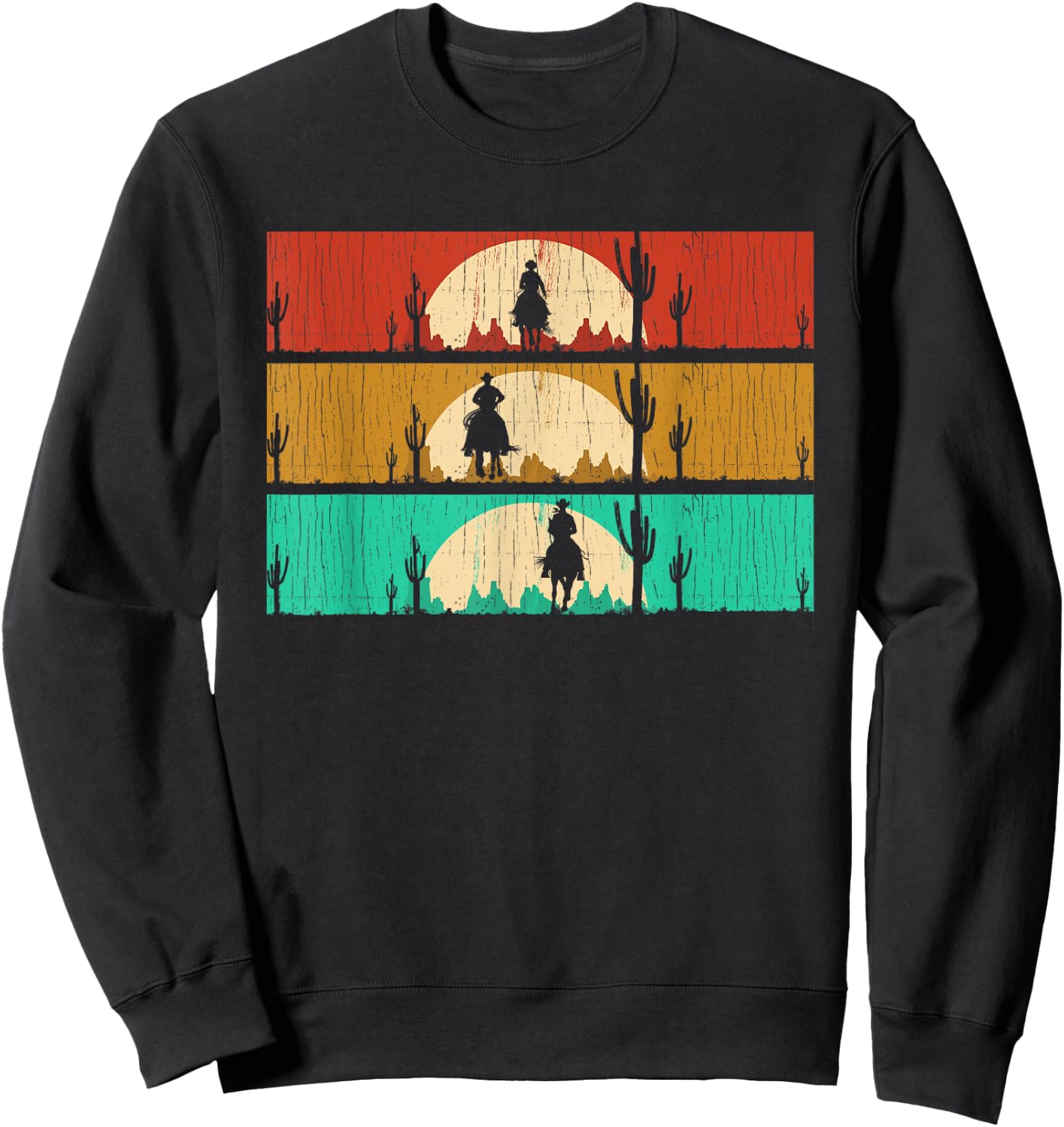Retro Texas Rodeo Western Horseback Riding Line Dance Cowboy Sweatshirt - Sweatshirt | Black