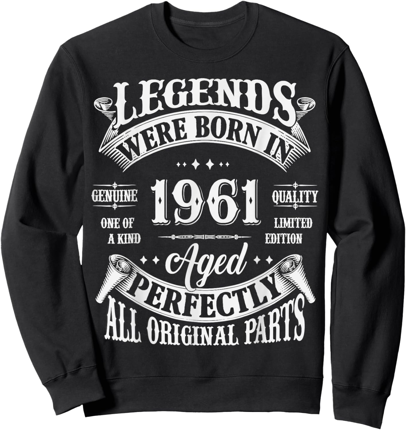 64th Birthday 64 Years Old Vintage Legends Born In 1961 Sweatshirt - Sweatshirt | Black