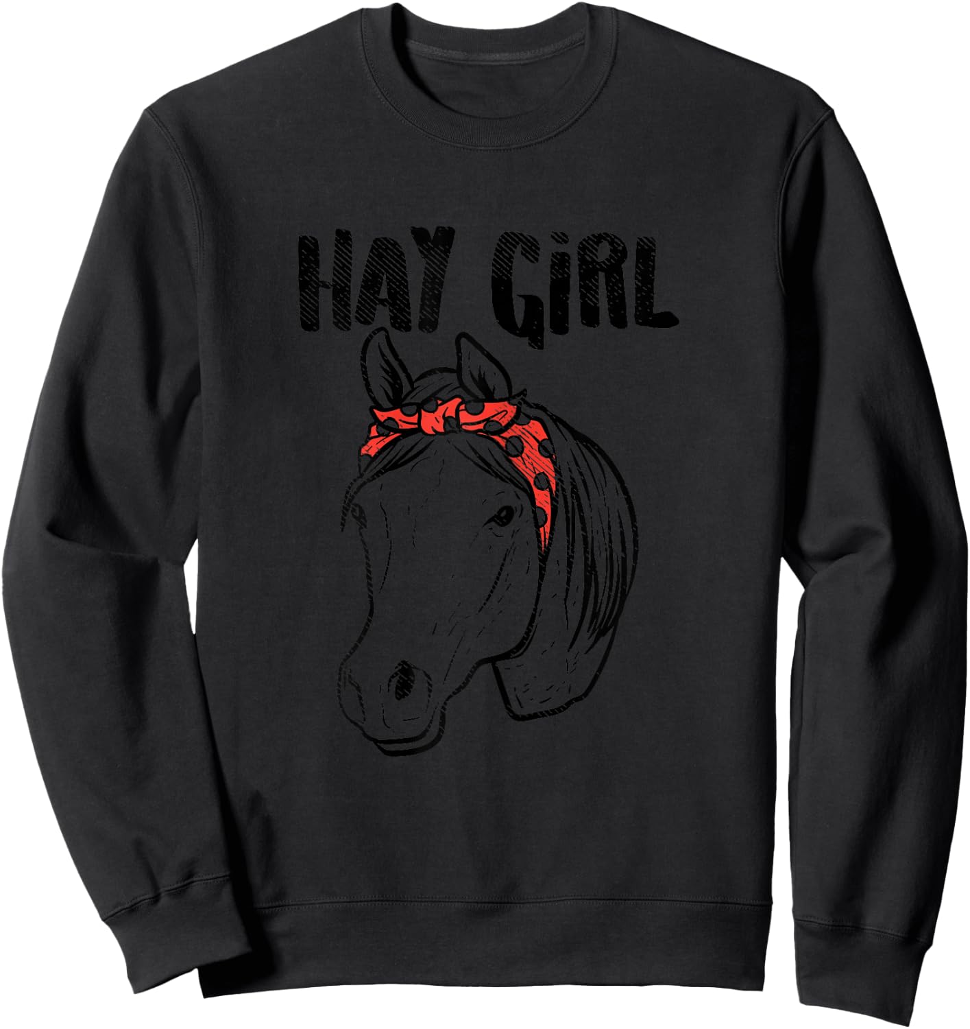 Hay Girl Horse Bandana Animal Country Farm Girls Women Gift Sweatshirt - Sweatshirt | Black
