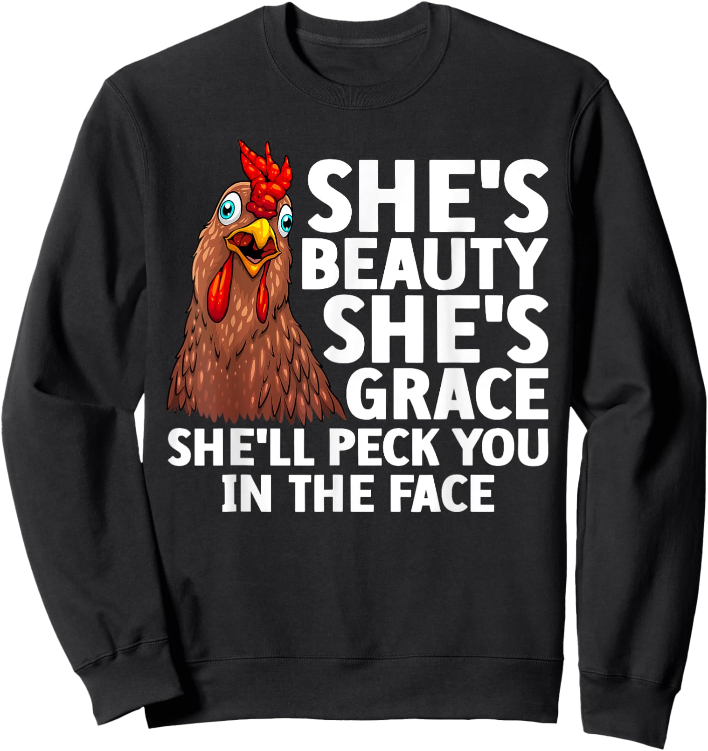 Funny Chicken Art Women Rooster Hen Chicken Farmer Sweatshirt - Sweatshirt | Black