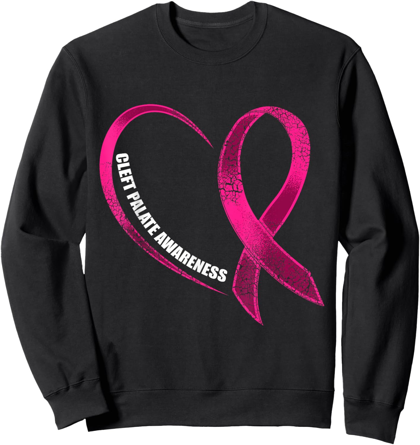 Cleft Palate Lip Heart Cleft Strong Awareness Sweatshirt - Sweatshirt | Black