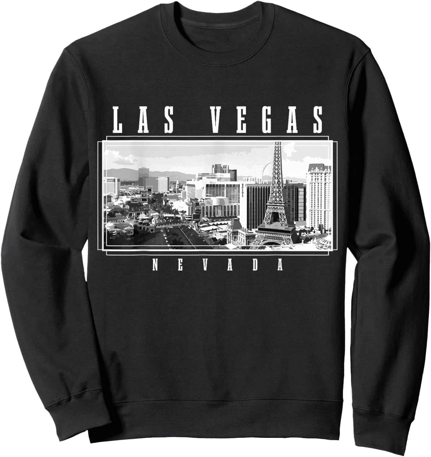 Las Vegas Skyline Nevada Vintage USA America Souvenir Sweatshirt - Sweatshirt | Black