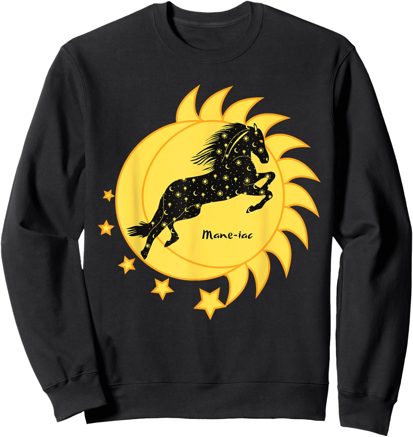 Cute Mane-iac Celestial Horse Dancer Girls Graphic Sweatshirt - Sweatshirt | Black