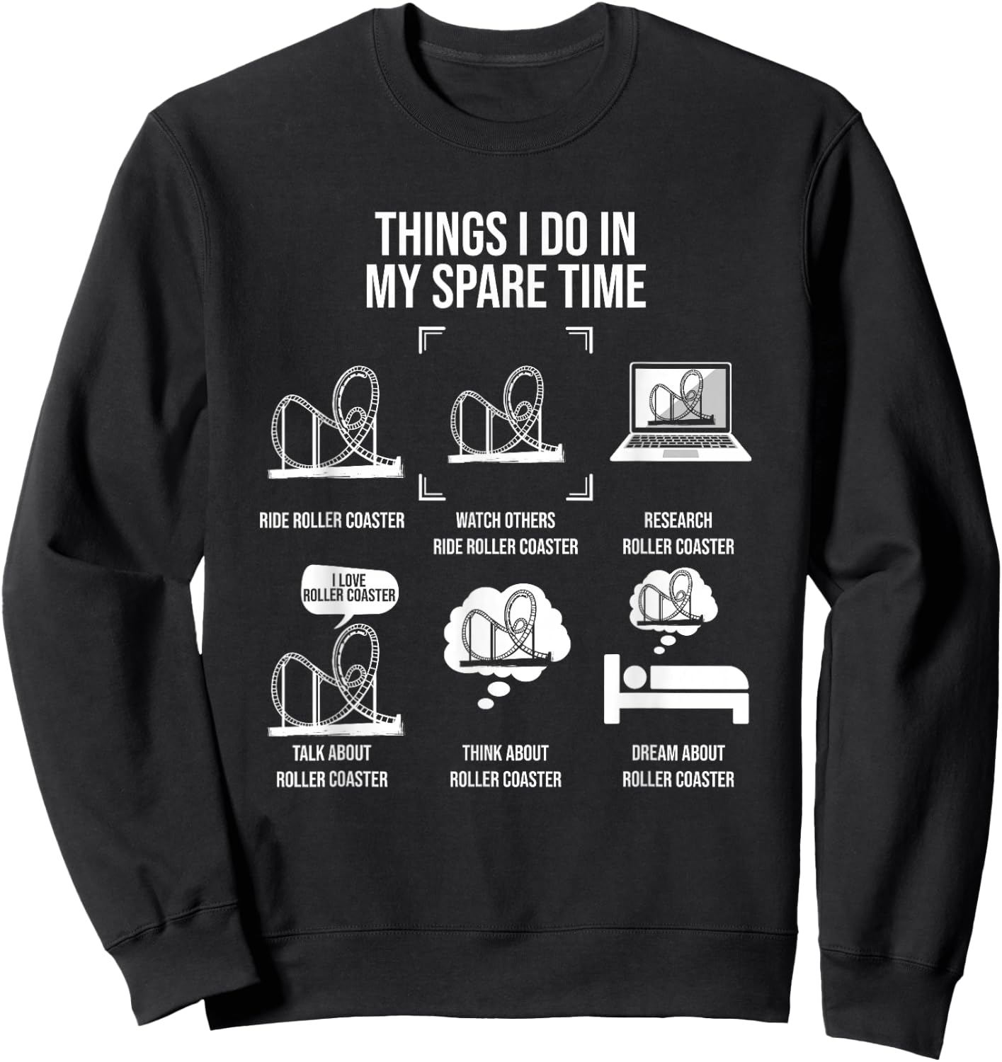 Things I Do in My Spare Time, Rollercoaster Theme Park Sweatshirt - Sweatshirt | Black
