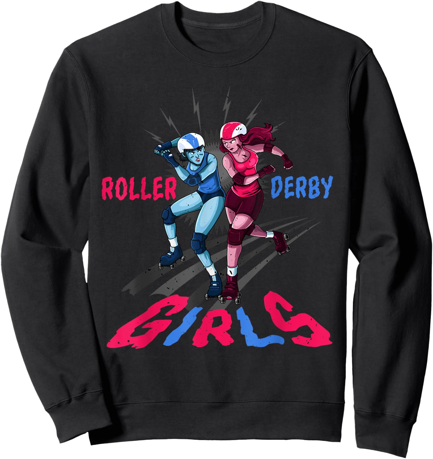 Roller Derby Girls Funny Jammer Skates Player Sweatshirt - Sweatshirt | Black