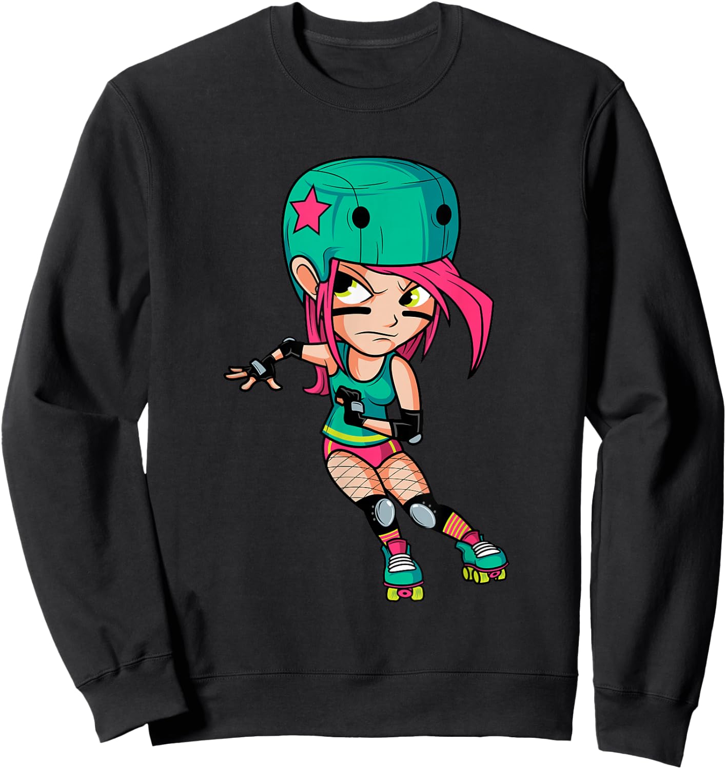 Funny Roller Derby Girl 70s 80s Skating Skater Women Gifts Sweatshirt - Sweatshirt | Black