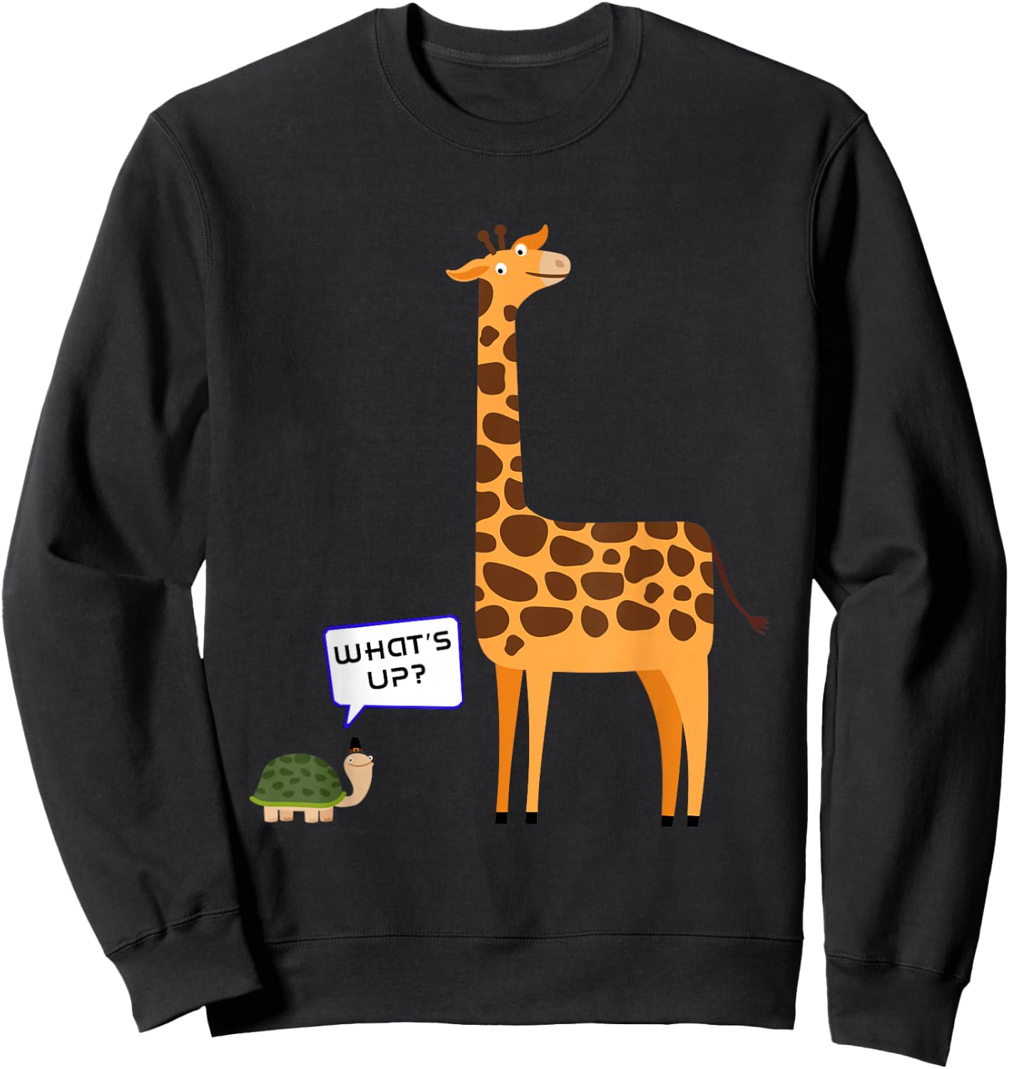 What's Up? Funny Turtle and Giraffe gift Sweatshirt - Sweatshirt | Black
