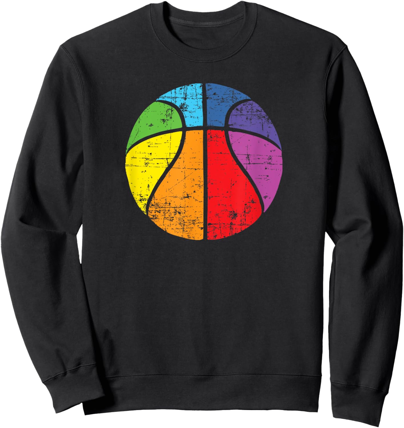 Rainbow Basketball Vintage Distressed Logo Sweatshirt - Sweatshirt | Black