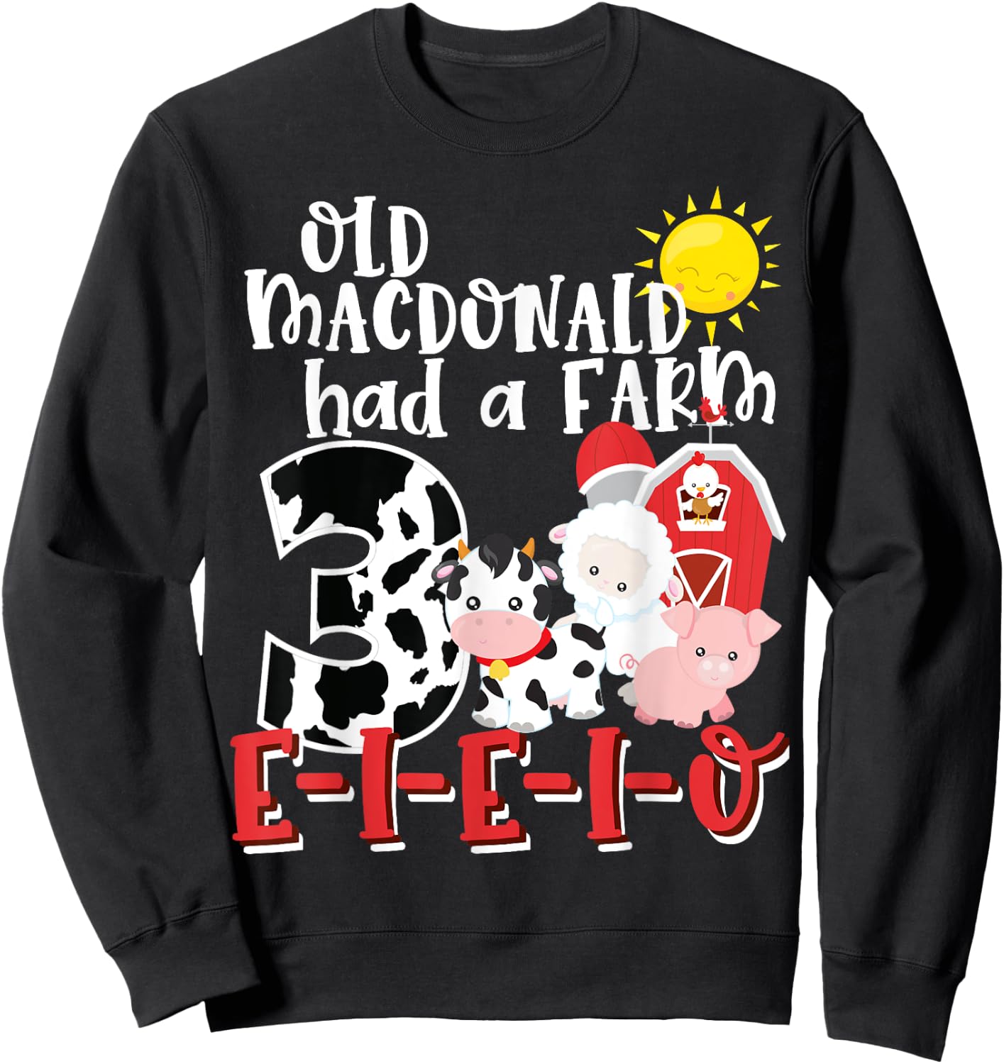 Old MacDonald Farm 3rd Birthday 3 Year Old Birthday Boy Girl Sweatshirt - Sweatshirt | Black