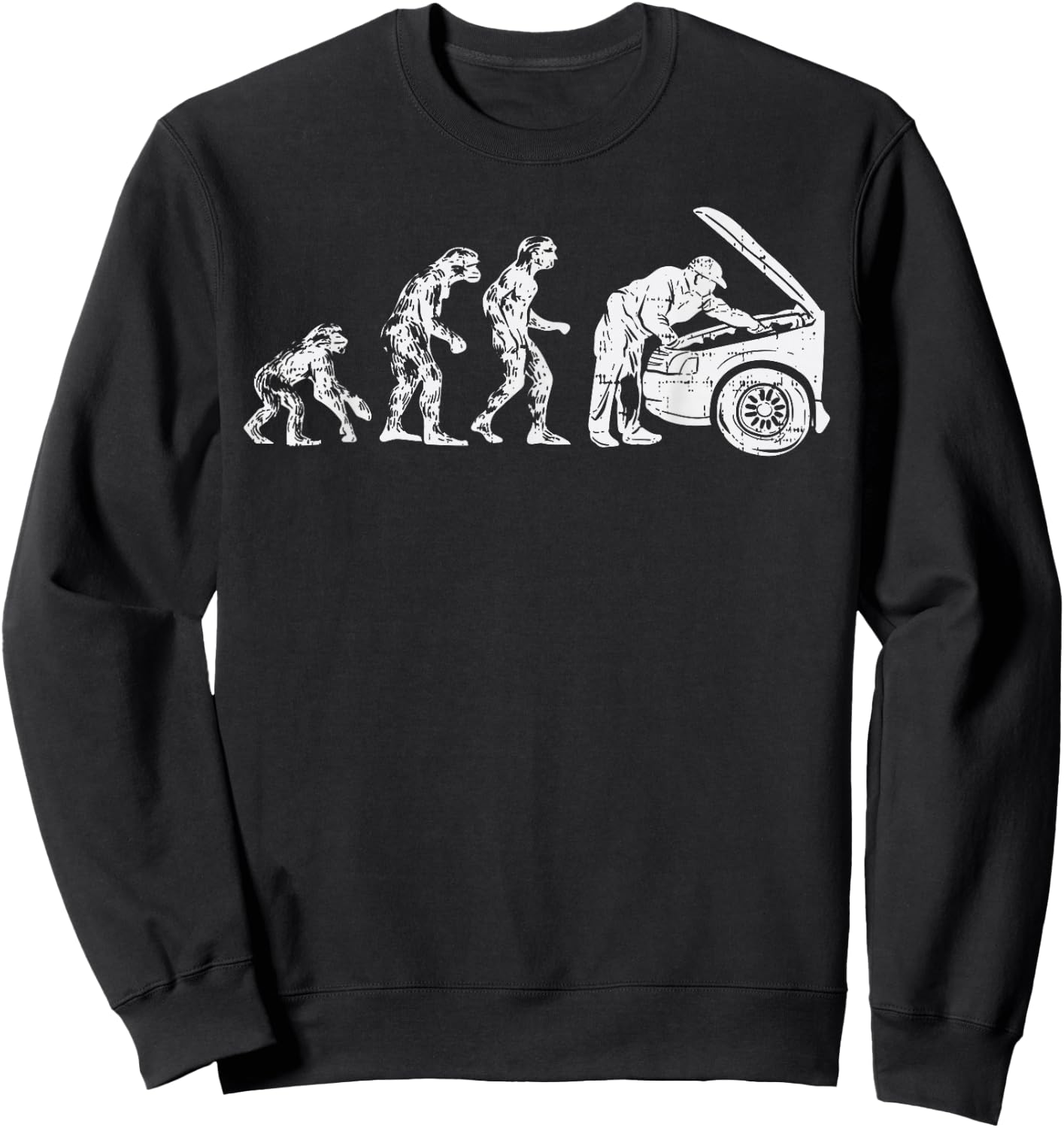 Human Evolution Car Mechanic Funny Automotive Dad Men Gift Sweatshirt - Sweatshirt | Black