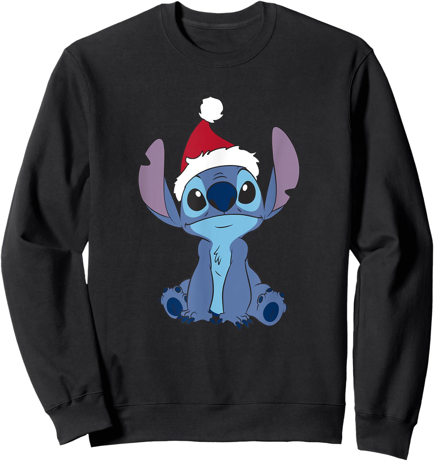 Disney Lilo & Stitch Christmas Innocent Looking Santa's Hat Sweatshirt - Sweatshirt | Black