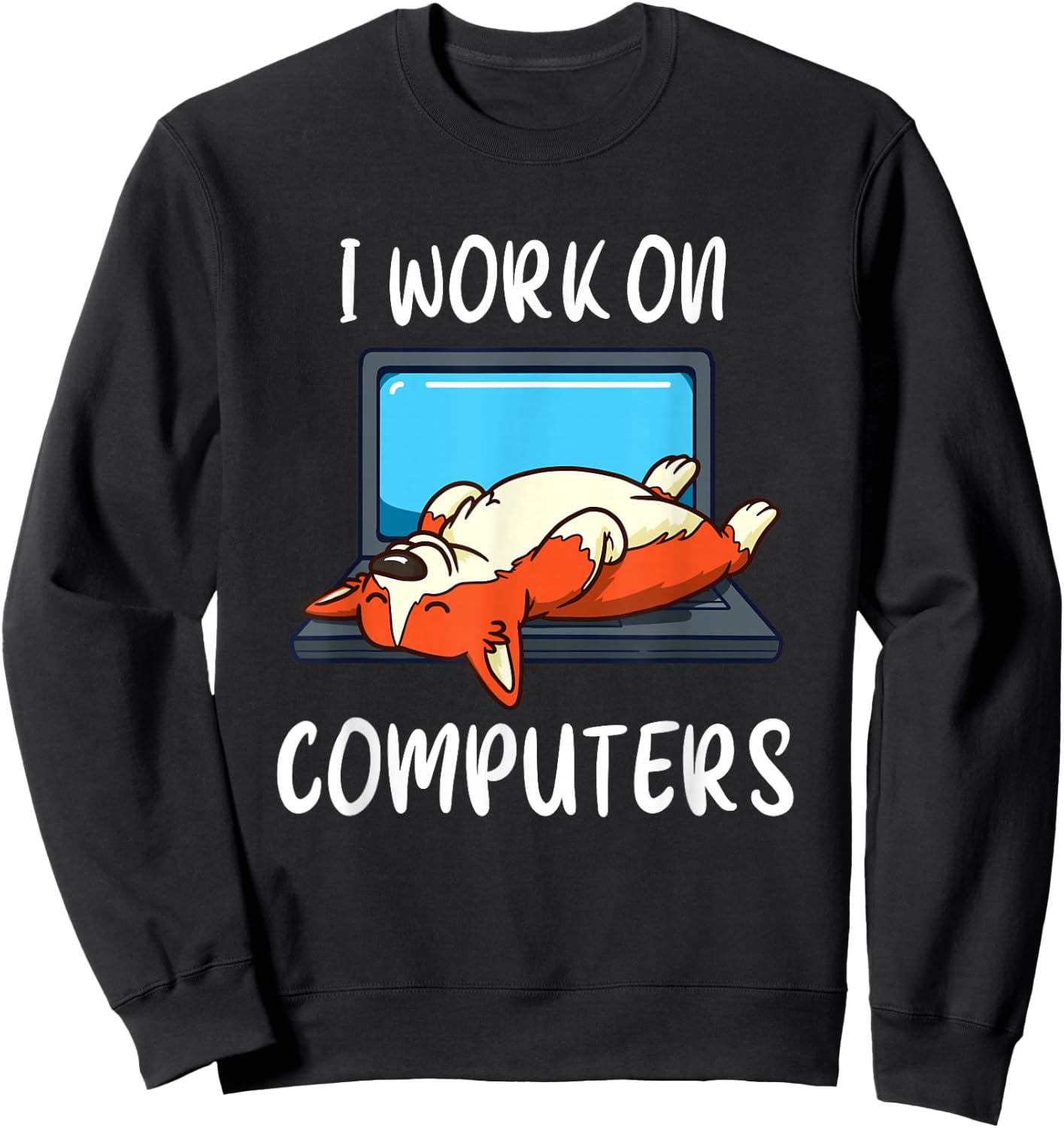 Funny Corgi Programmer Coding Shirt Work From Home Tech Gift Sweatshirt - Sweatshirt | Black
