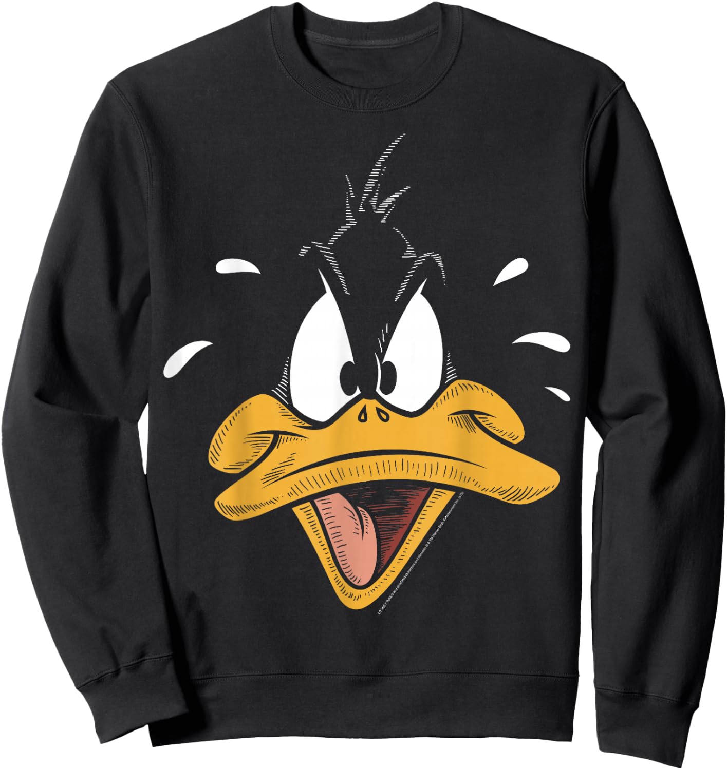 Looney Tunes Daffy Duck Sketched Big Face Sweatshirt - Sweatshirt | Black