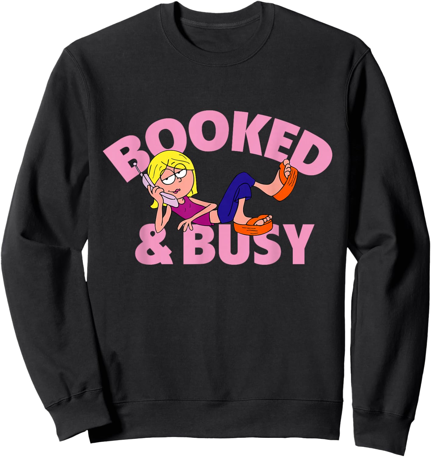 Disney Channel Lizzie McGuire Animated Lizzie Booked & Busy Sweatshirt - Sweatshirt | Black
