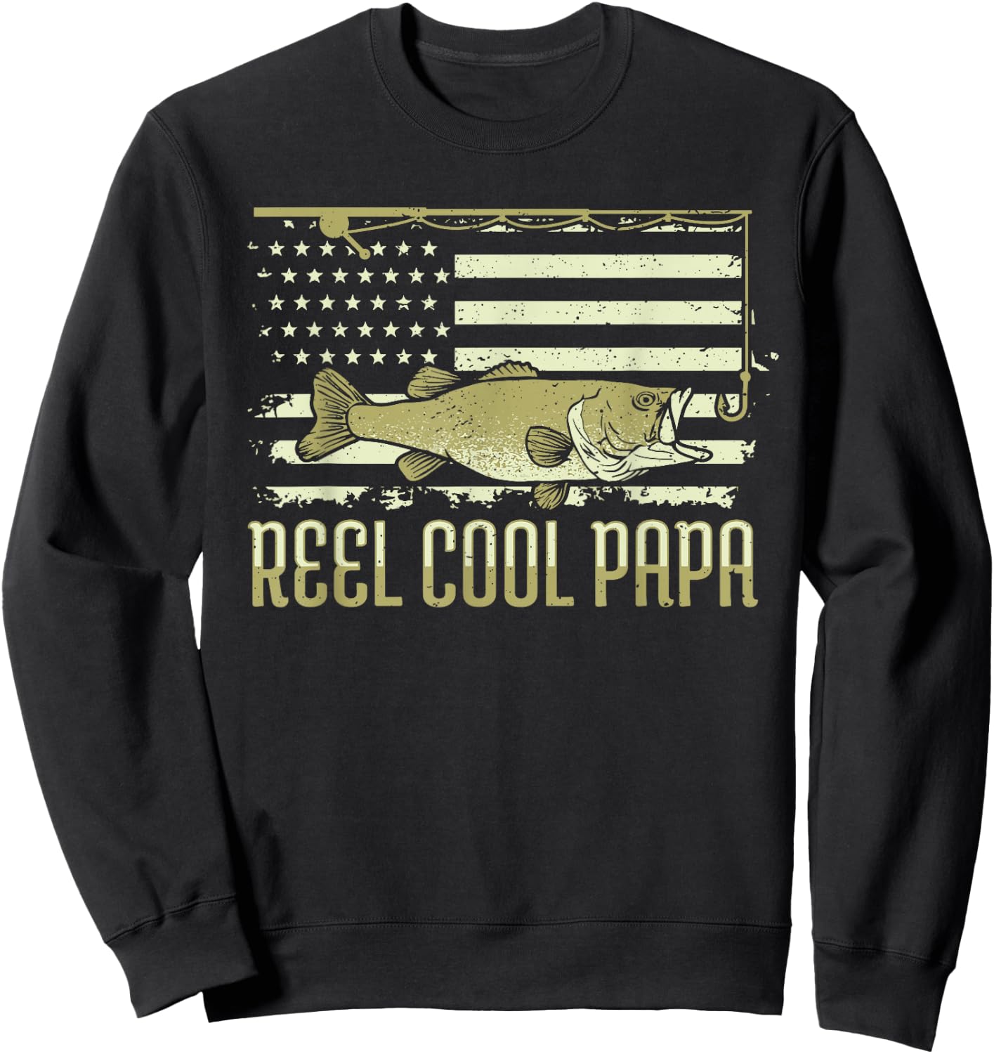 Fishing Gift Dads: Reel Cool Papa Sweatshirt - Sweatshirt | Black