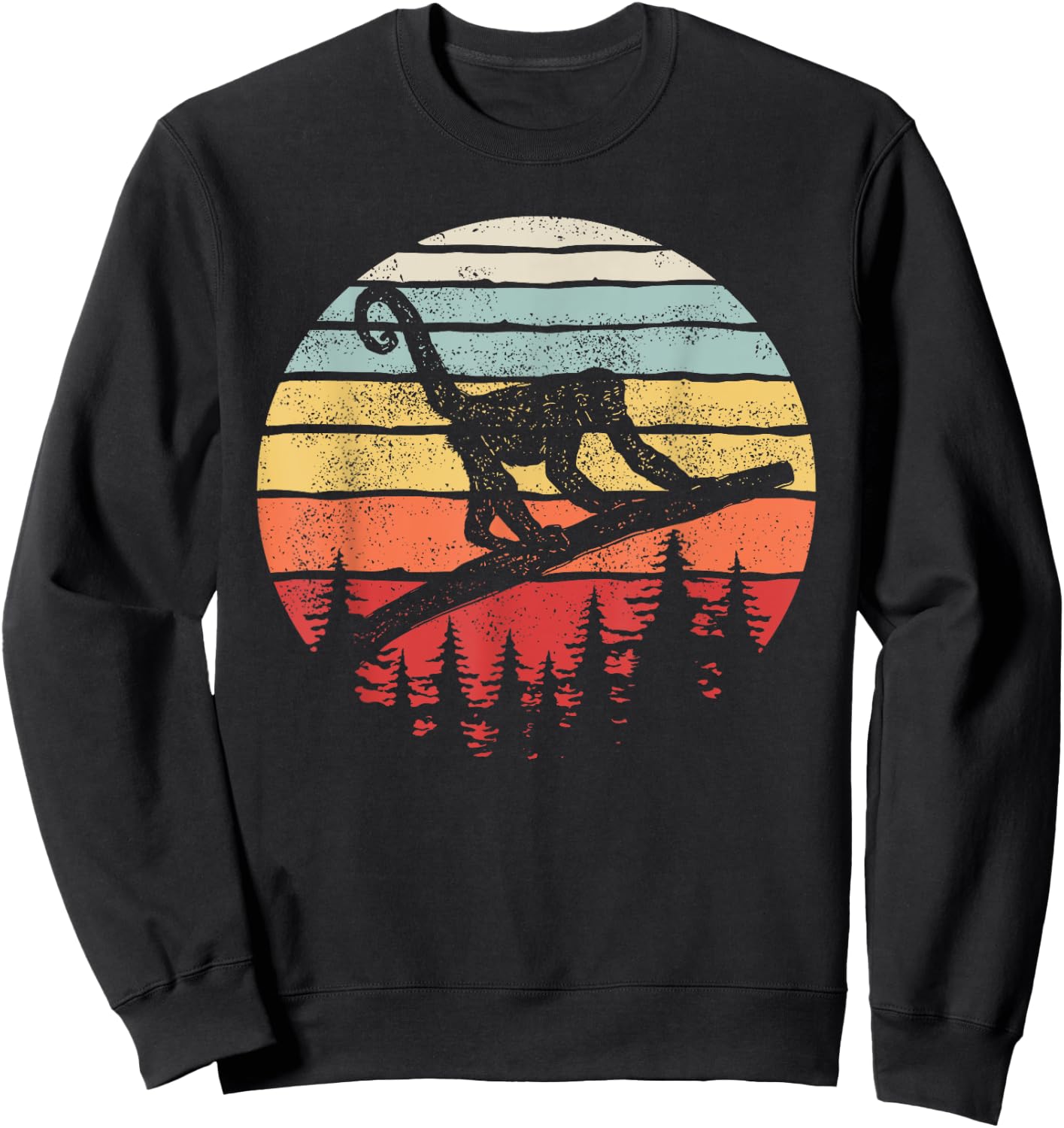 Vintage Retro Woolly Monkey Sweatshirt - Sweatshirt | Black