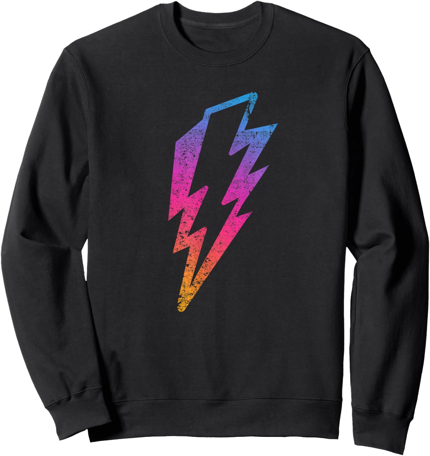 Multicolor Lightnings Powerful Distressed Bolts Sweatshirt - Sweatshirt | Black