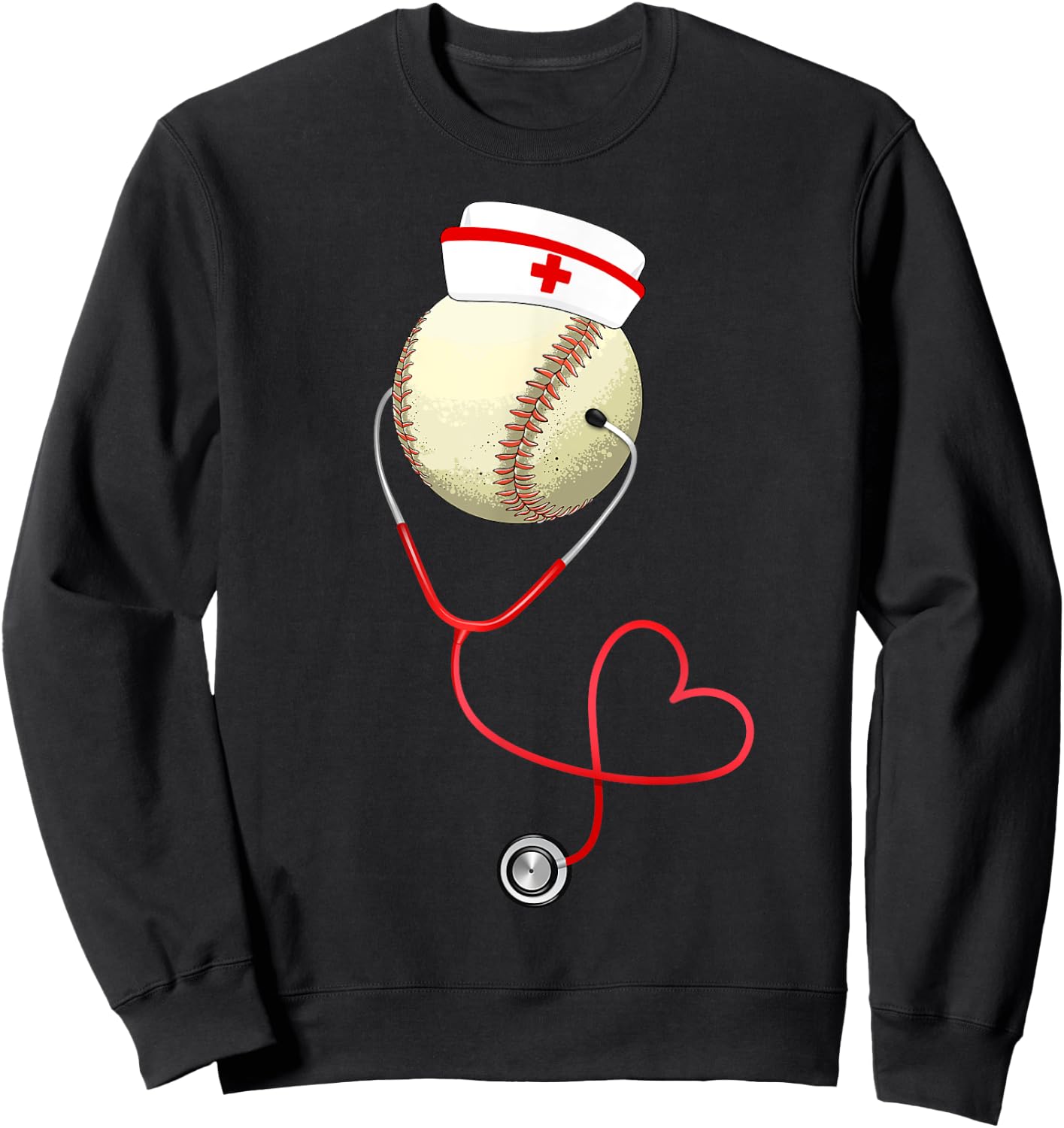 Baseball Nursing Funny For Nurse's Day Sports Medical Lover Sweatshirt - Sweatshirt | Black