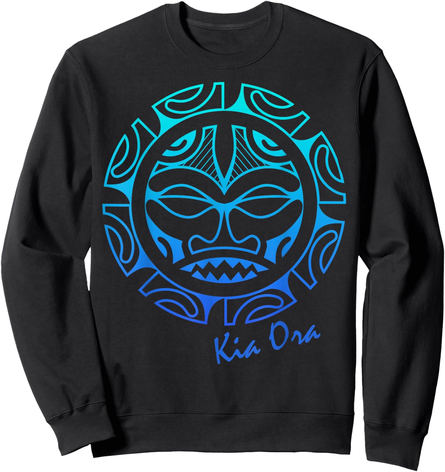 Culture Face Symbol Blue, Haka Kia Ora Dance New Zealand Sweatshirt - Sweatshirt | Black