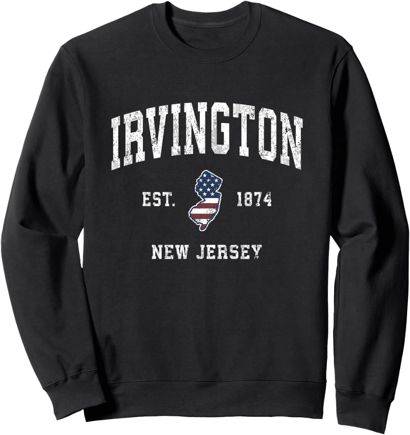 Irvington New Jersey NJ Vintage American Flag Sports Design Sweatshirt - Sweatshirt | Black