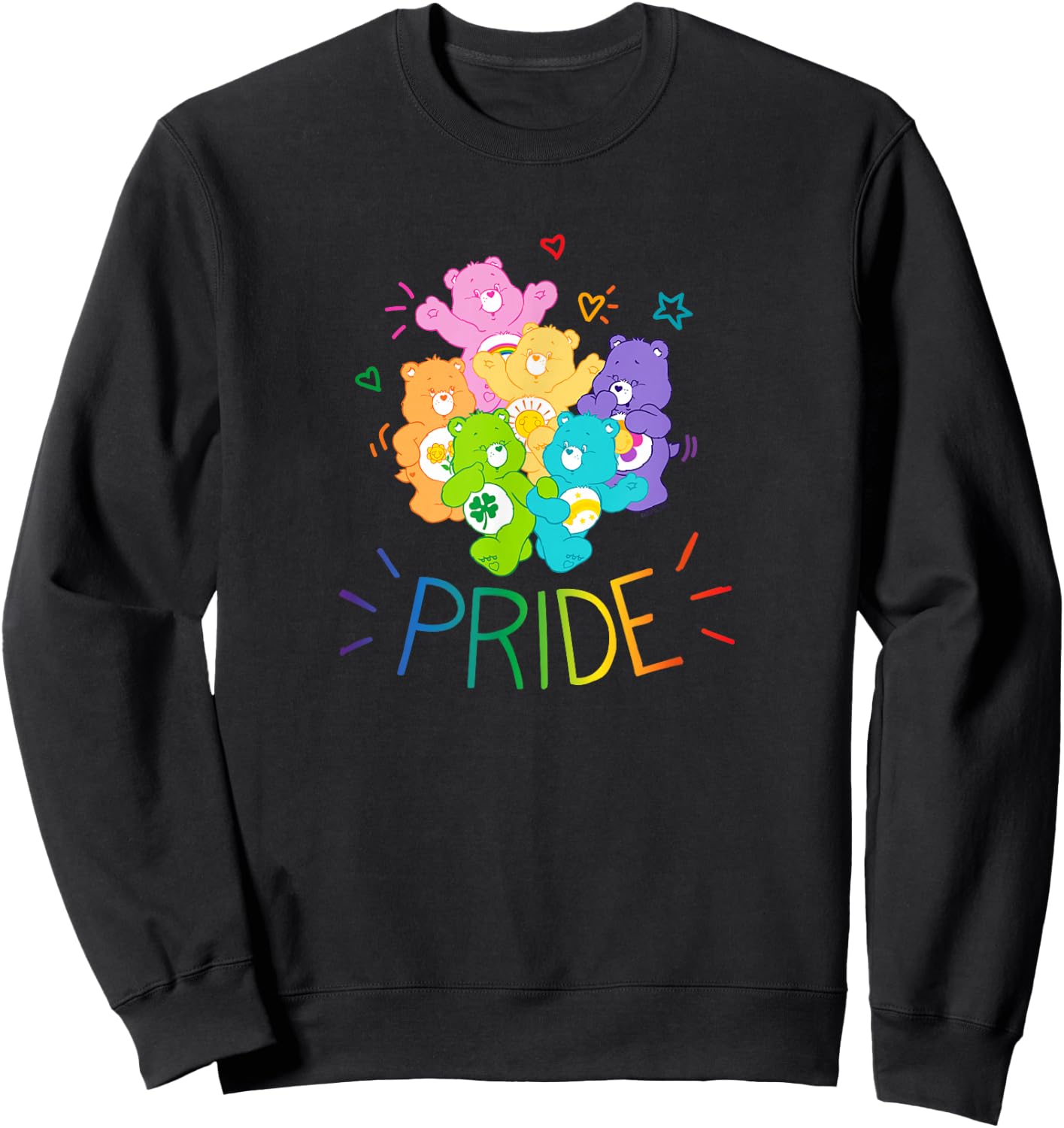 Care Bears Rainbow Pride and Doodles Cute Retro Cartoon Sweatshirt - Sweatshirt | Black