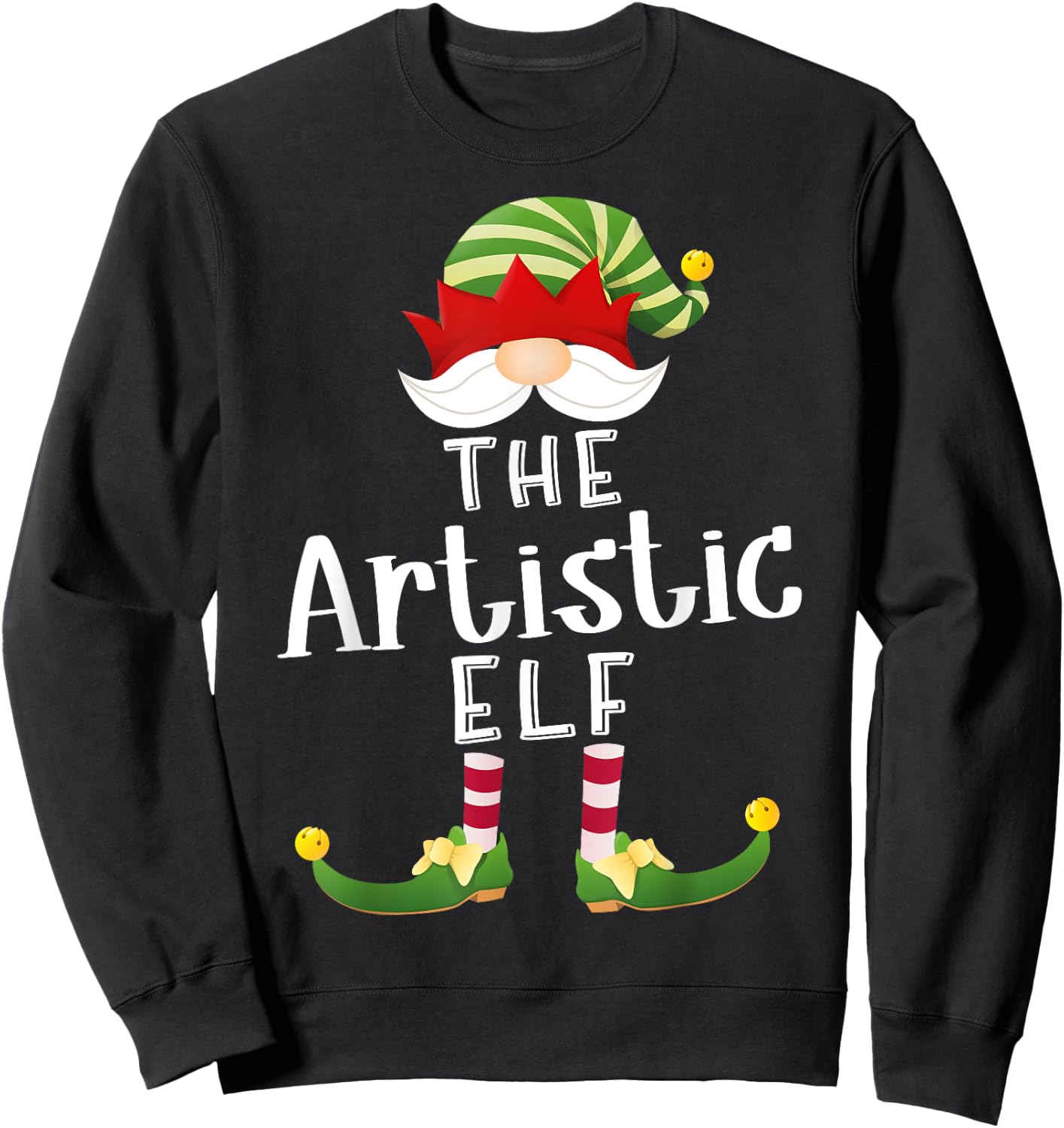 Artistic Elf Group Christmas Funny Pajama Party Sweatshirt - Sweatshirt | Black