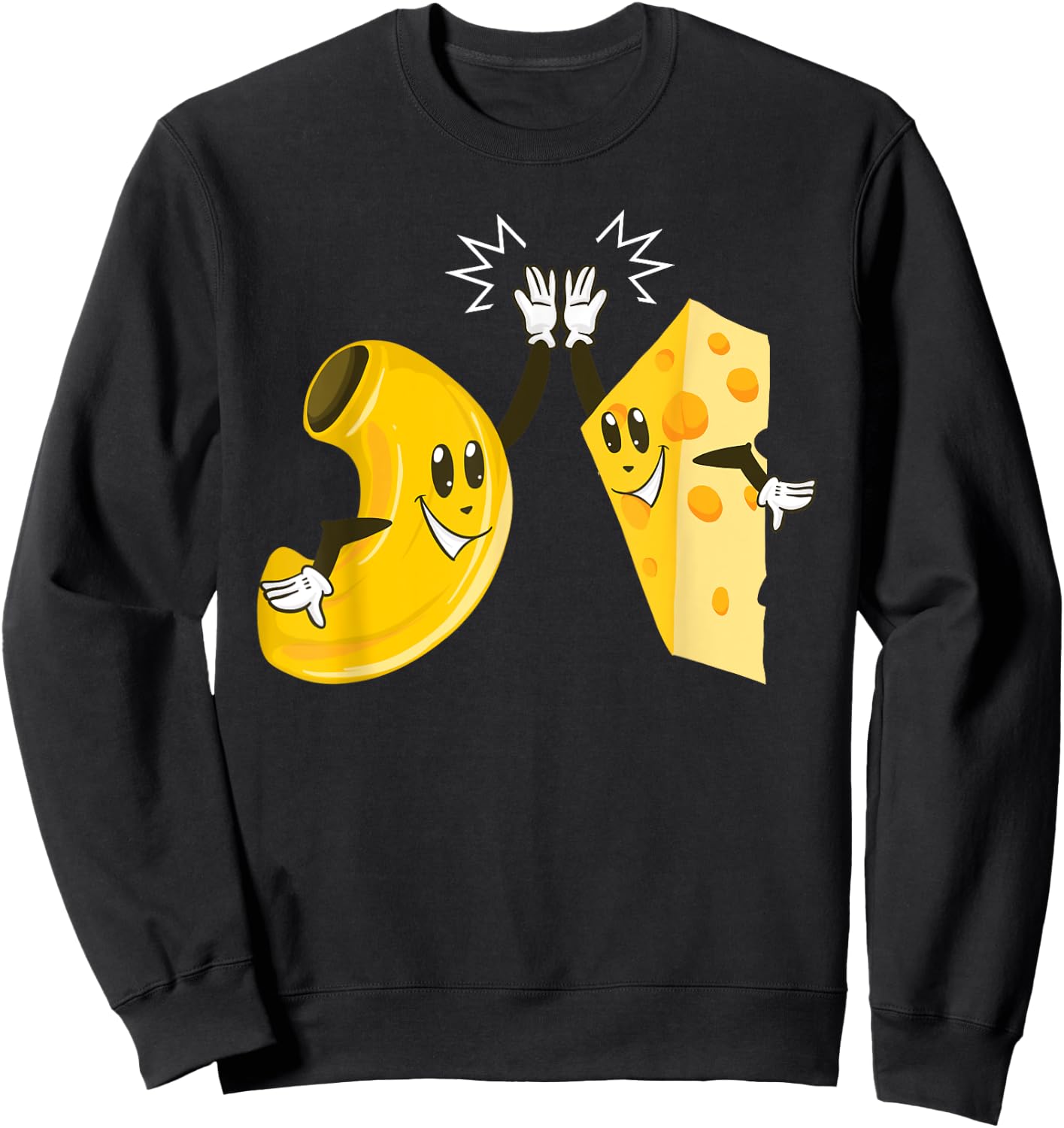 Funny Macaroni And Cheese High 5 | Cool Pasta Lover Mac Gift Sweatshirt - Sweatshirt | Black