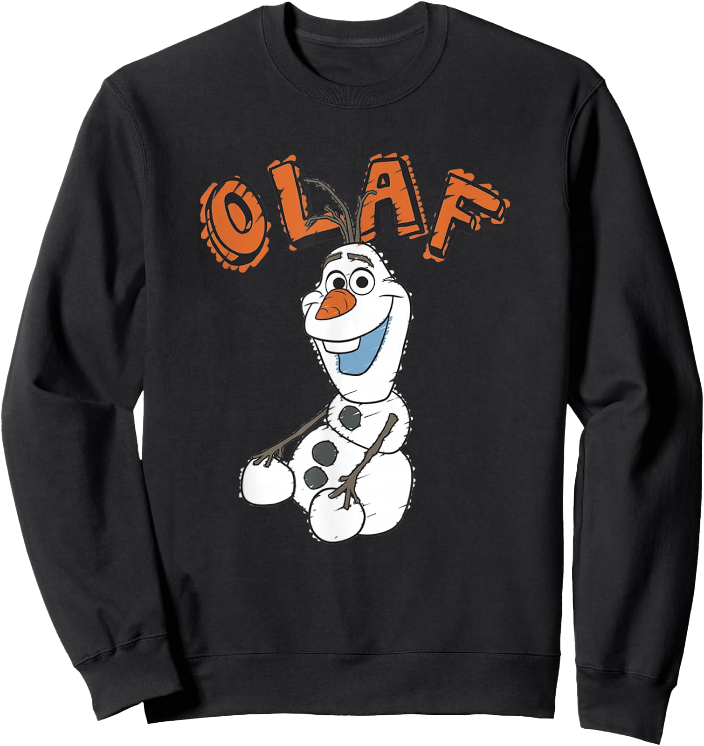 Disney Frozen Vintage Olaf Portrait Orange Sketch Logo Sweatshirt - Sweatshirt | Black