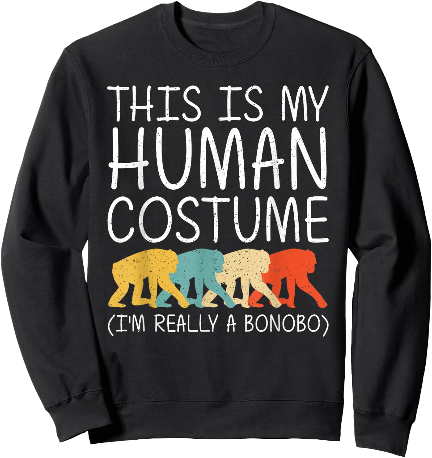 Bonobo Halloween Human Costume Chimpanzee Ape Easy DIY Gift Sweatshirt - Sweatshirt | Black