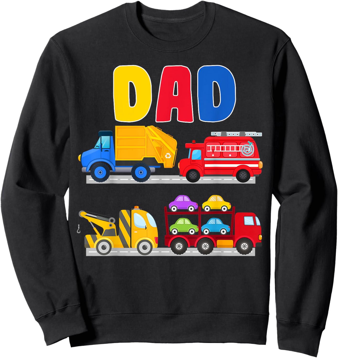 Dad of the Birthday Boy Transportation Vehicles Trucks Cars Sweatshirt - Sweatshirt | Black