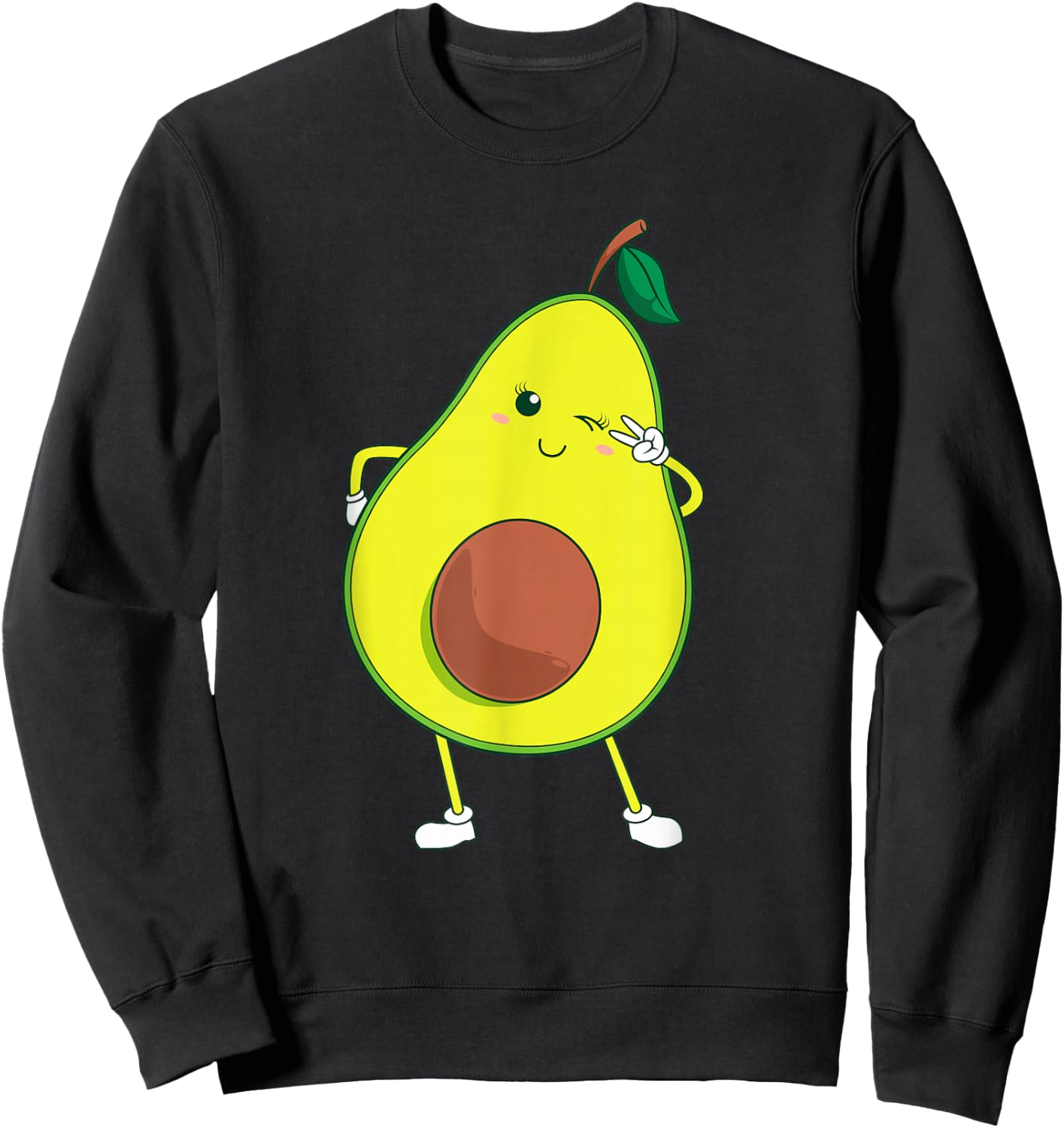 Cute Avocado Art For Kids Men Women Funny Winking Fruit Sweatshirt - Sweatshirt | Black