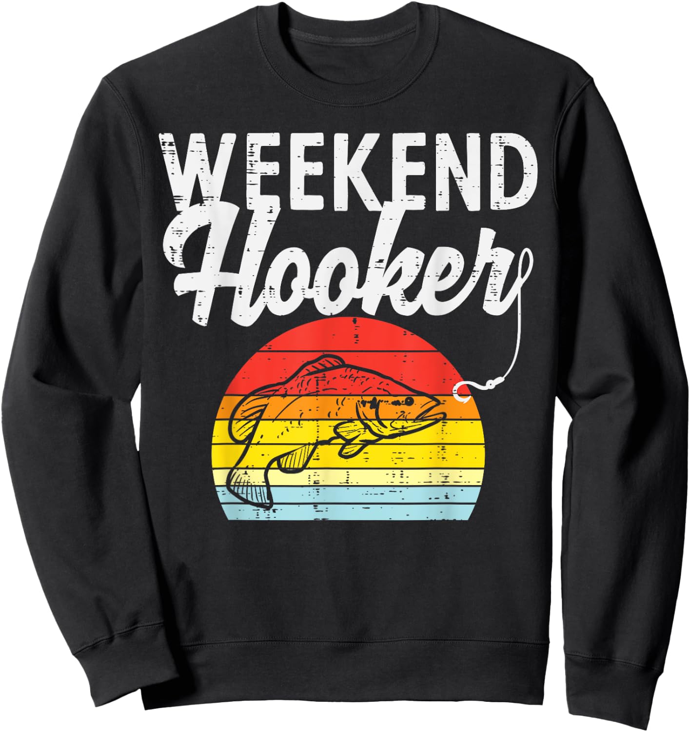 Weekend Hook Retro Bass Fish Fishing Fisherman Men Gift Sweatshirt - Sweatshirt | Black